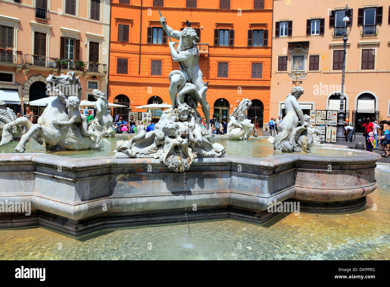 Fontana del Nettuno (Fountain of Neptune), Piazza Navona, Rome, Italy Stock Photo