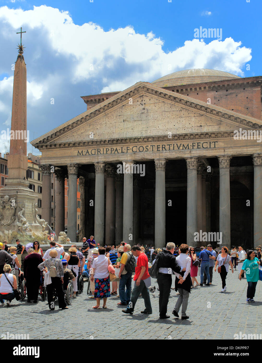 Portico of Pantheon, Piazza della Rotonda, Rome, Italy Stock Photo