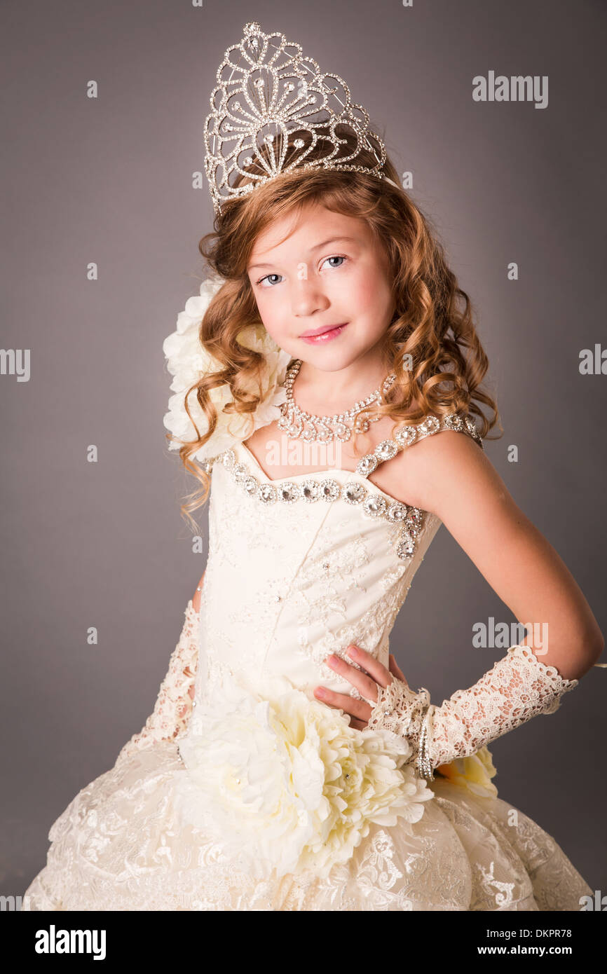Beautiful Little Girl In A Dress Posing Stock Photo Alamy