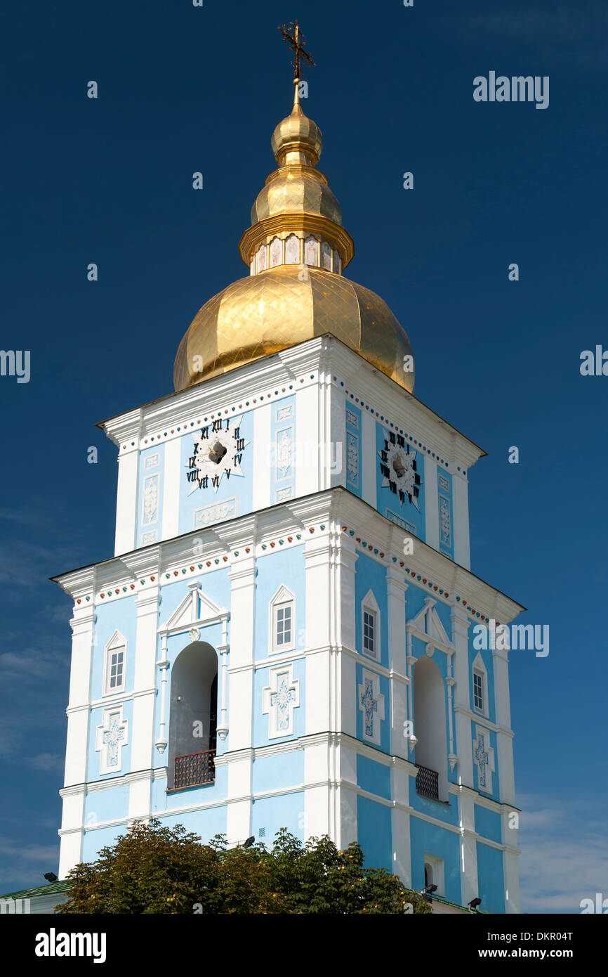 Bell tower of St. Michael's Golden-Domed Monastery in Kiev, the capital of Ukraine. Stock Photo
