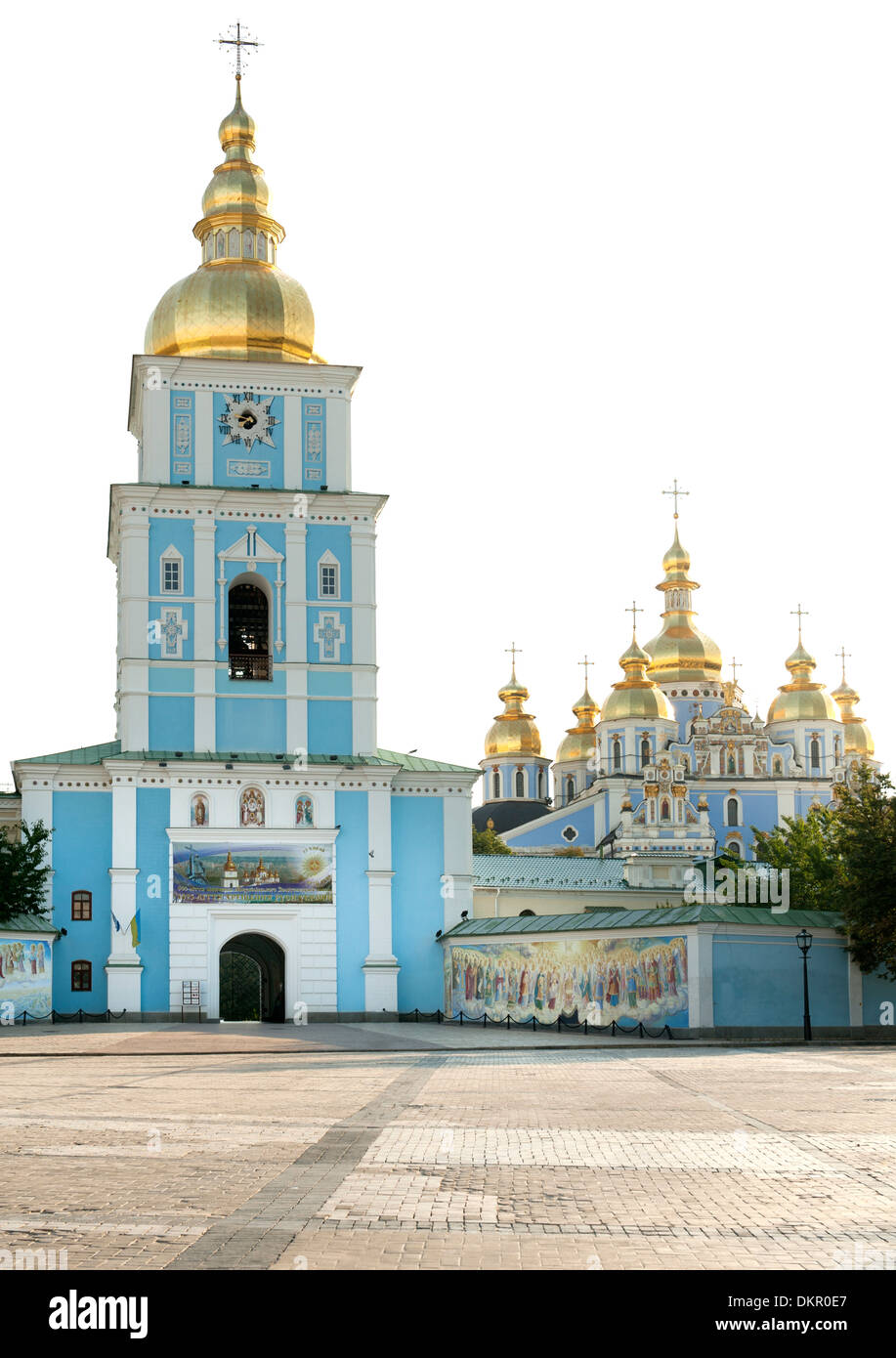 Bell tower and cathedral of St. Michael's Golden-Domed Monastery in Kiev, the capital of Ukraine. Stock Photo
