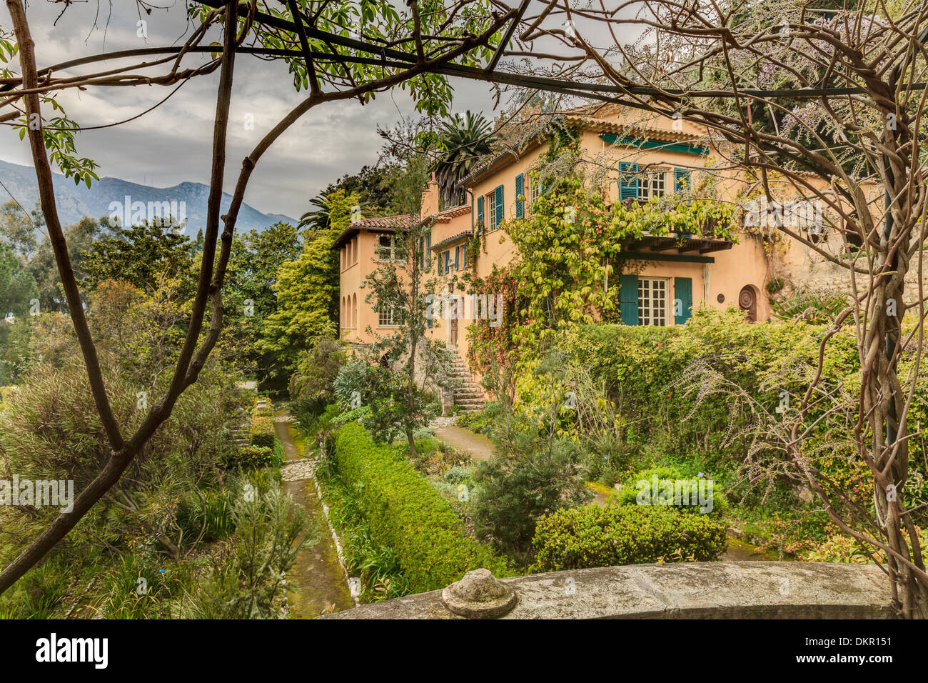 France, Menton, Serre de la Madone garden, the villa (use for press and book only) Stock Photo