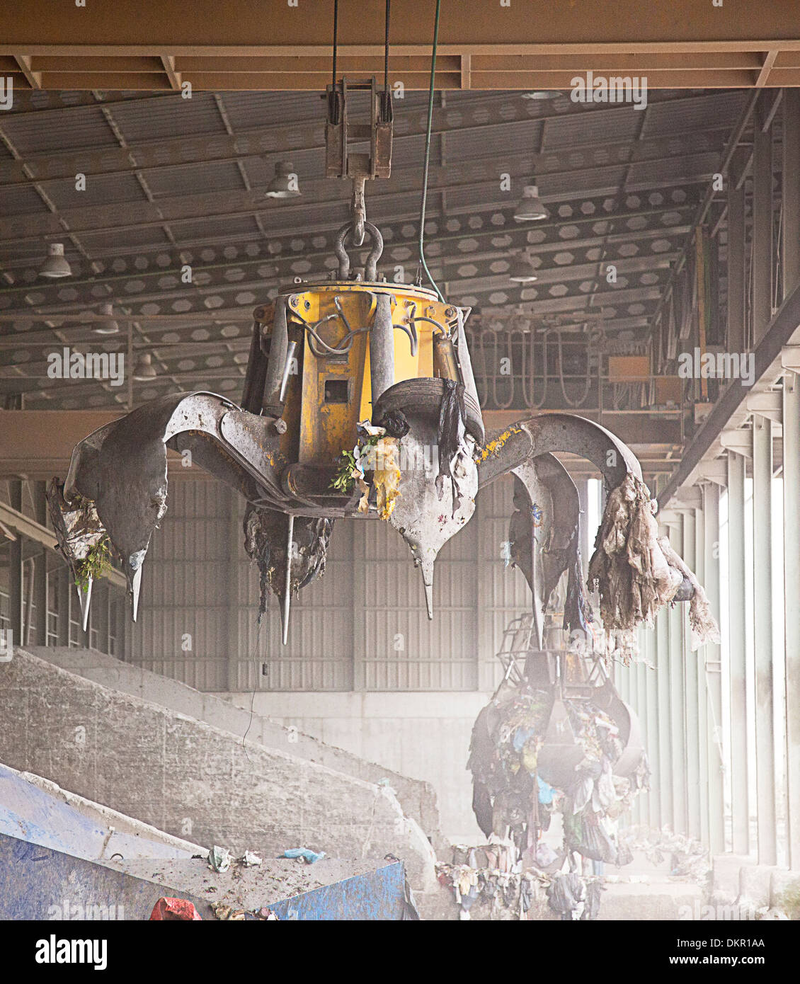 Magnet claw in recycling center Stock Photo