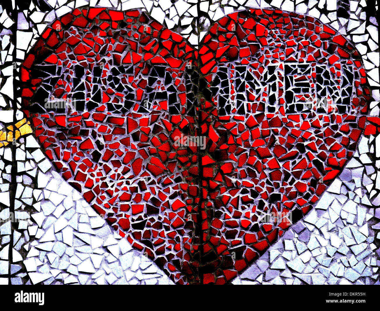 Mosaic, heart, red, stones, symbol, love, concepts, Stock Photo