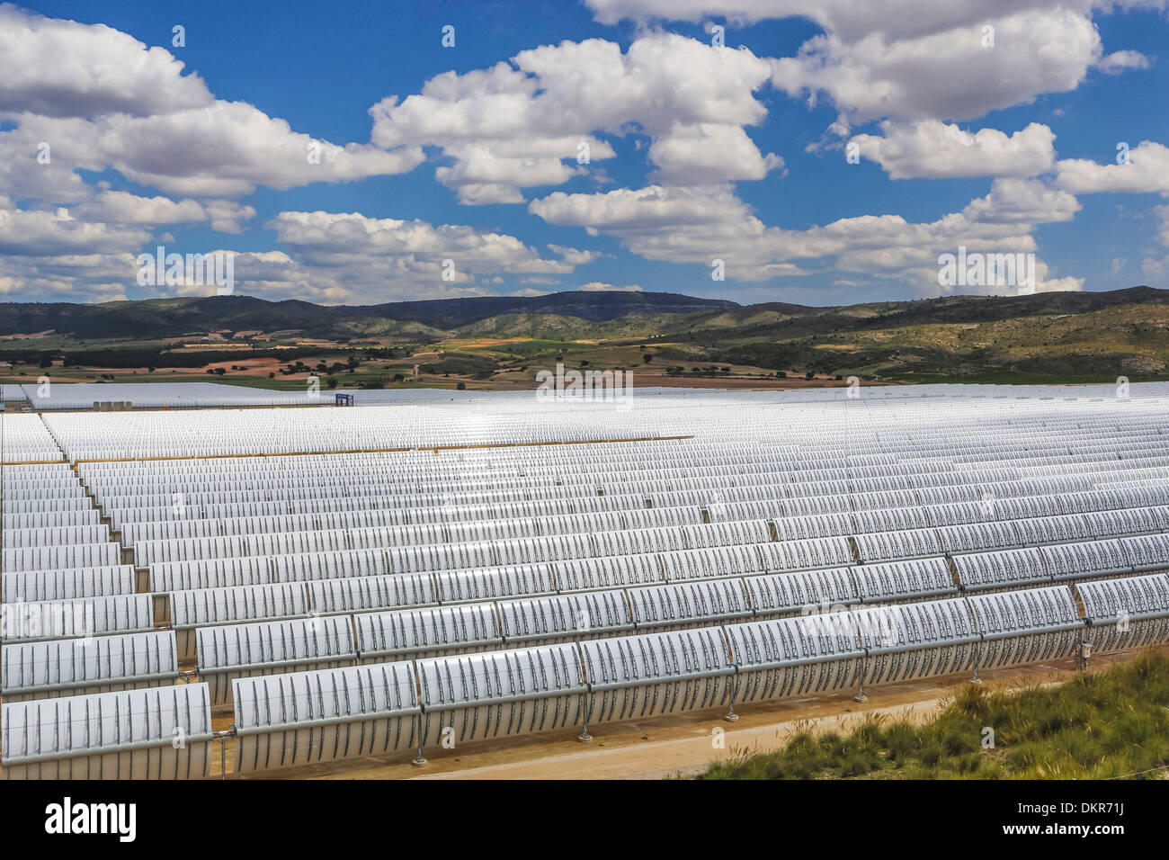 Spain Europe Murcia Province solar energy big business clouds development energy industry landscape solar sun white Stock Photo