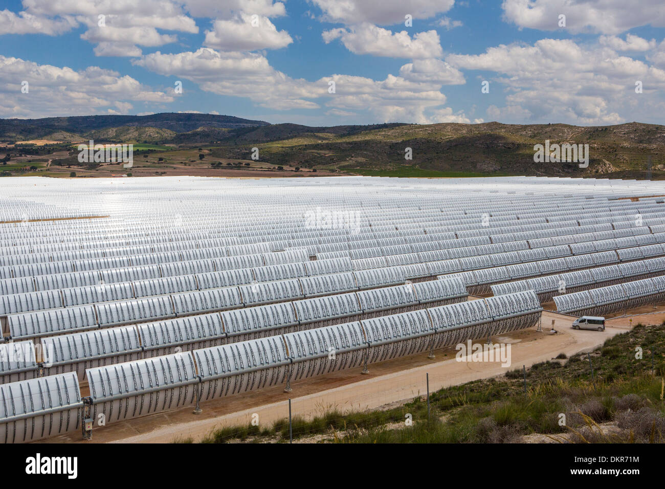 Spain Europe Murcia Province solar energy big business clouds development energy industry landscape solar sun white Stock Photo
