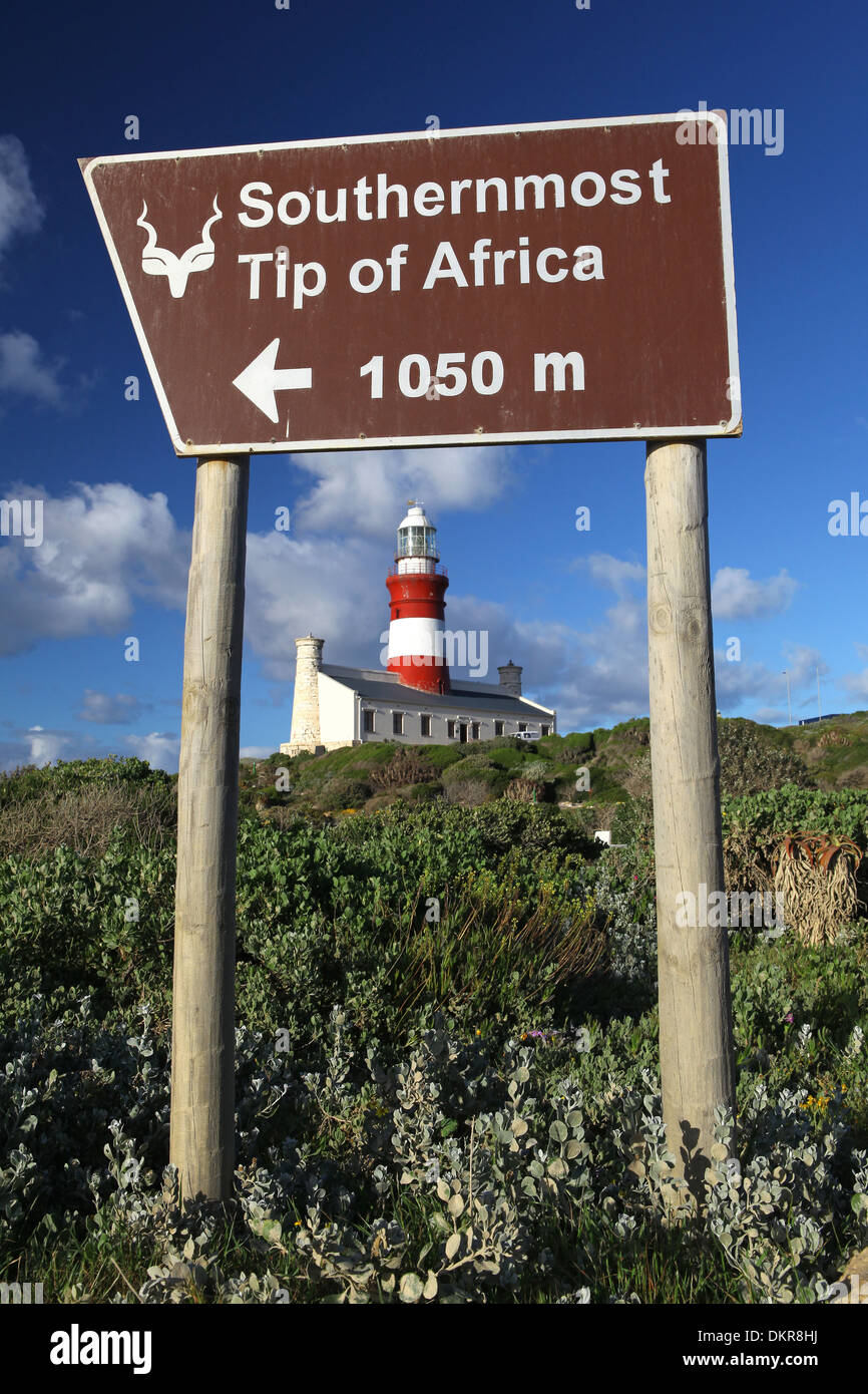 Coast, Lighthouse, Cape Agulhas, South Africa, Africa, sign Stock Photo