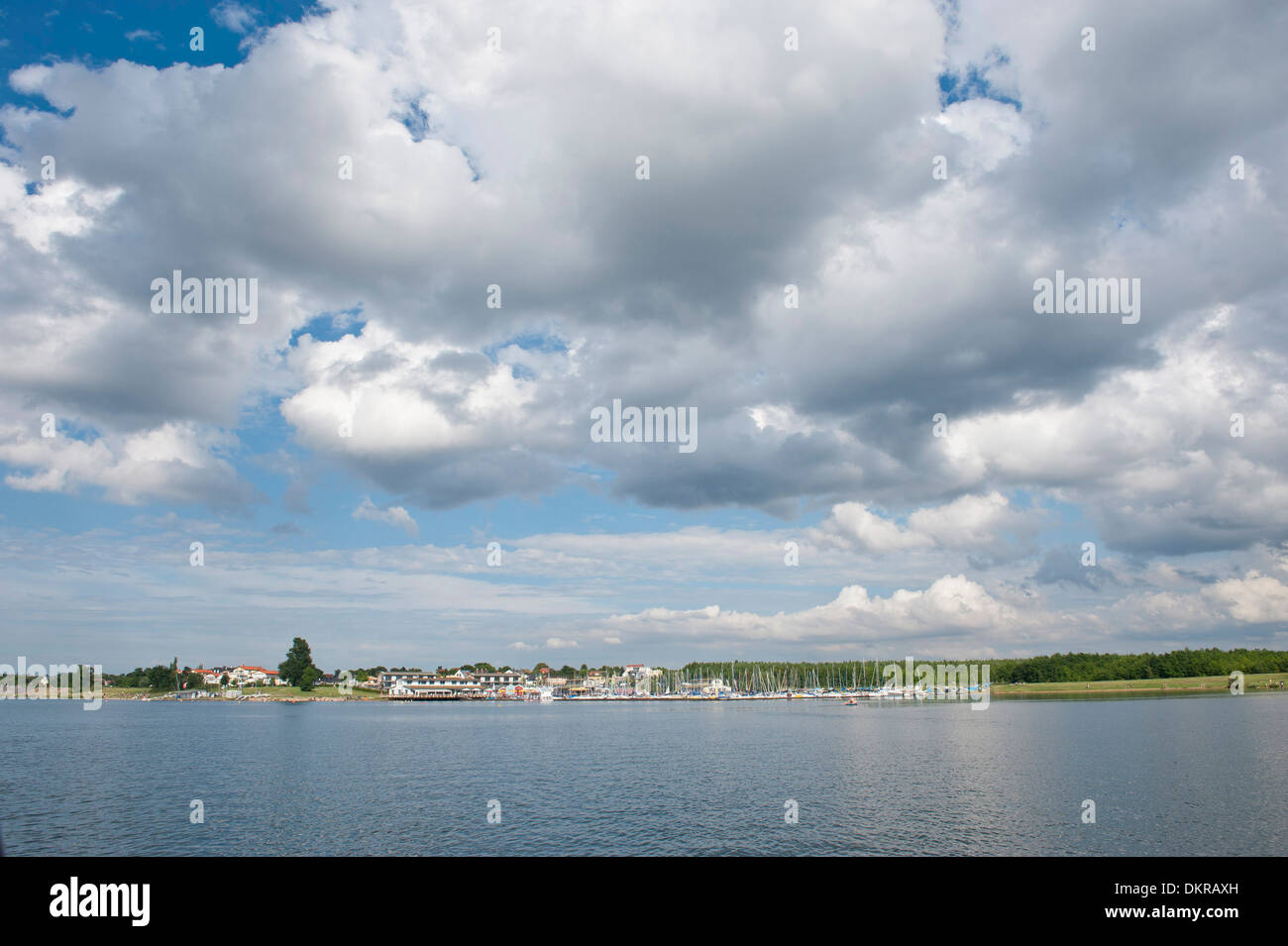 Leipzig, lake, Cospuden, Germany, Europe, Saxony, width, broadness, clouds Stock Photo