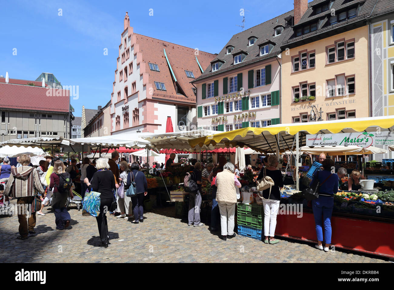 Freiburg im Breisgau Münsterplatz Market Stock Photo