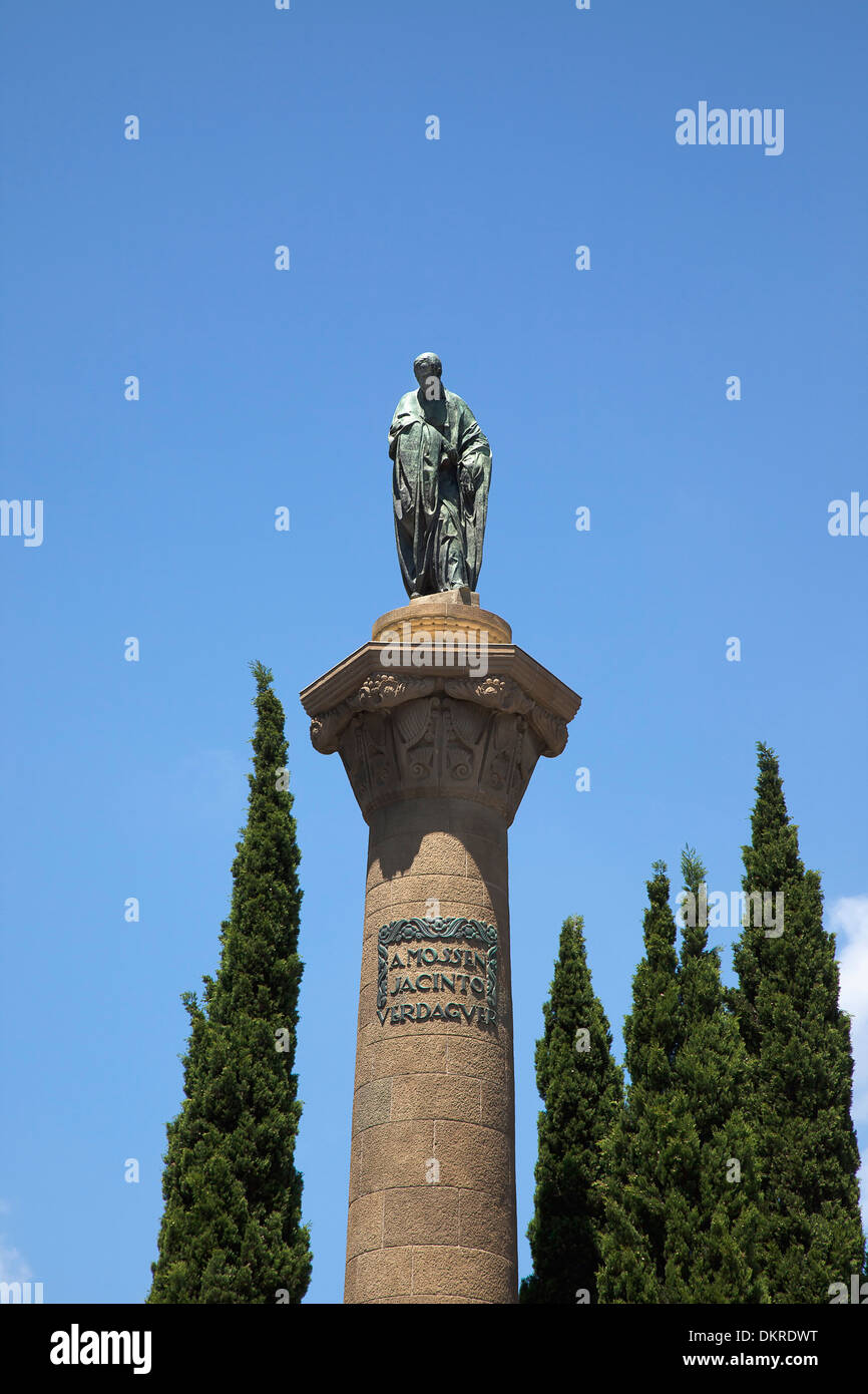Spain, Catalonia, Barcelona, Placa de Mossen Jacint Verdaguer monument on the Passeig Sant Joan Avinguda Diagona intersection. Stock Photo