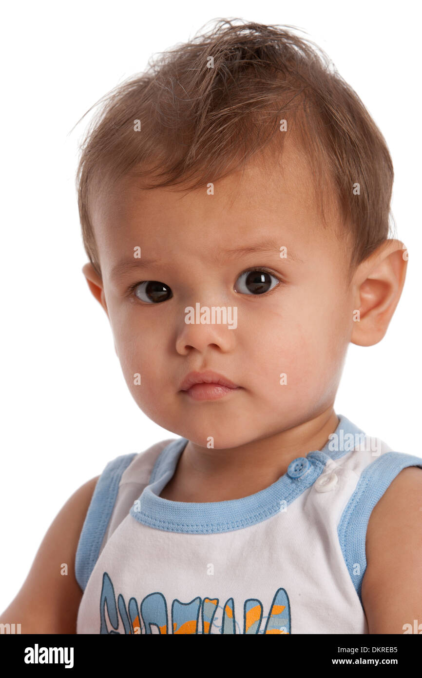 Potrait of a toddler boy on white background Stock Photo