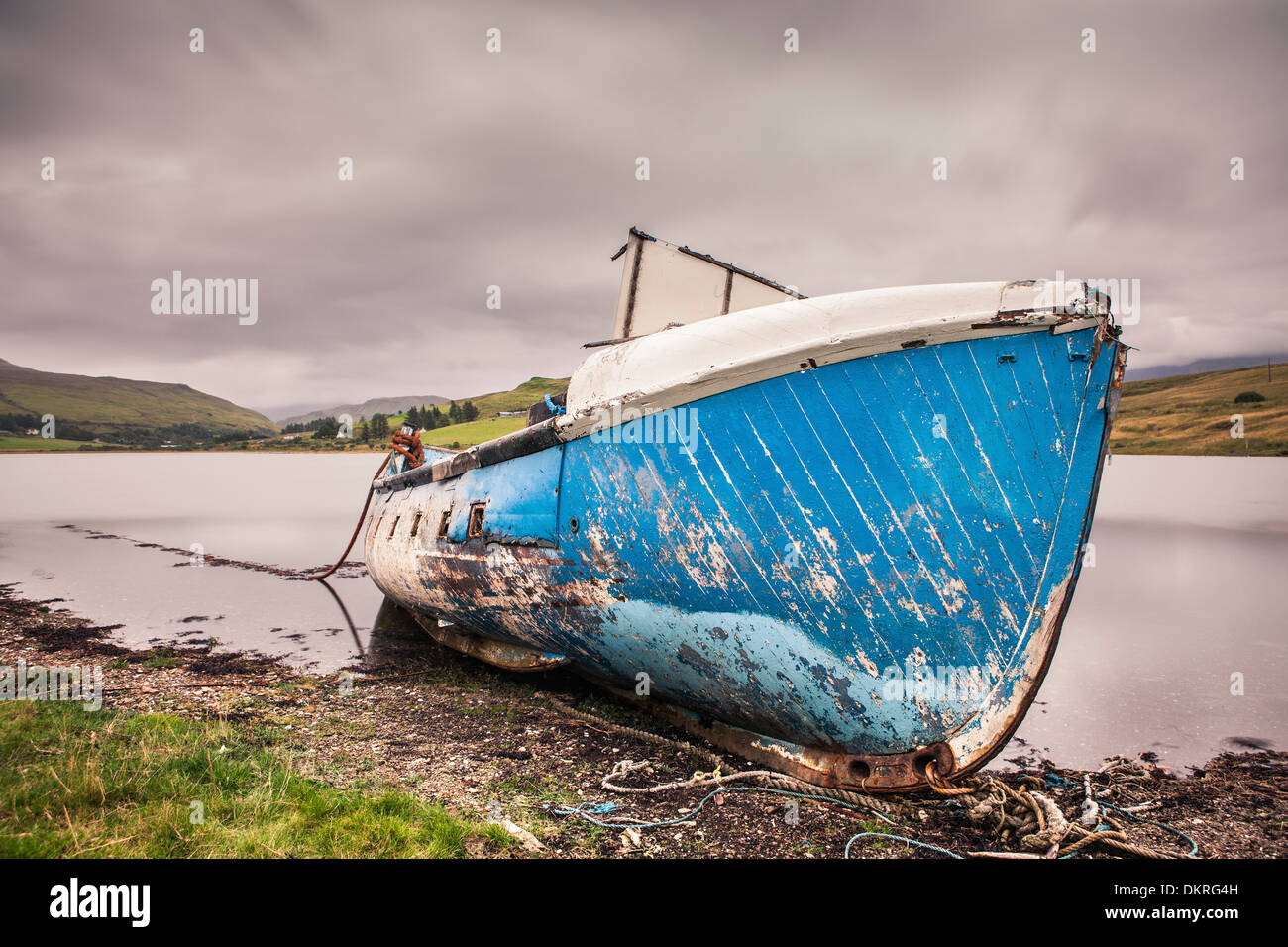 Boat on a lake on the Isle of Skye, Scotland, Europe Stock Photo
