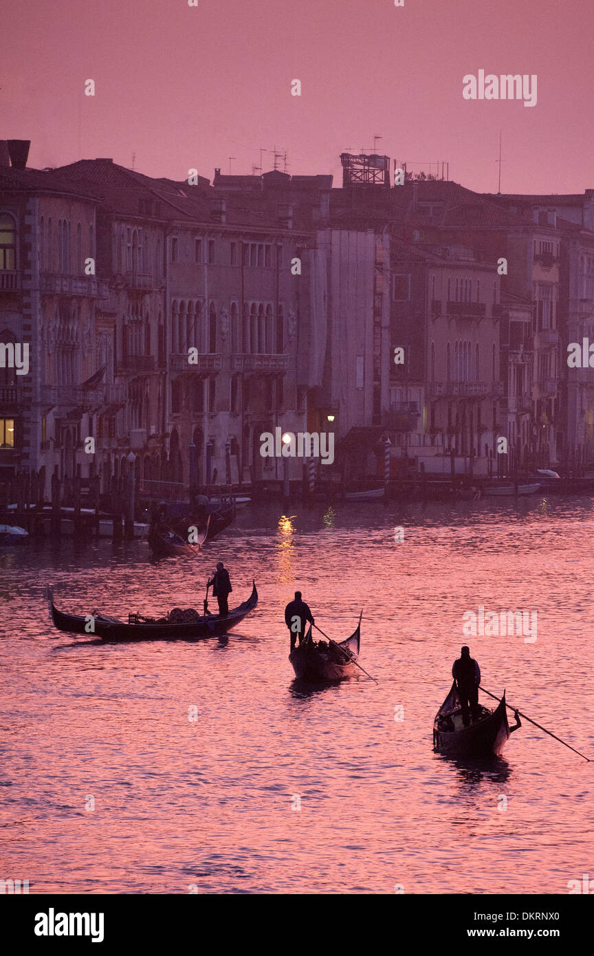Italy, evening, Canal Grande, gondolas, mood, tourism, tourist, Venice Stock Photo