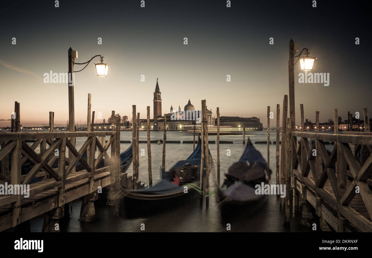 Italy, evening mood, gondolas, mood, Venice, lanterns Stock Photo