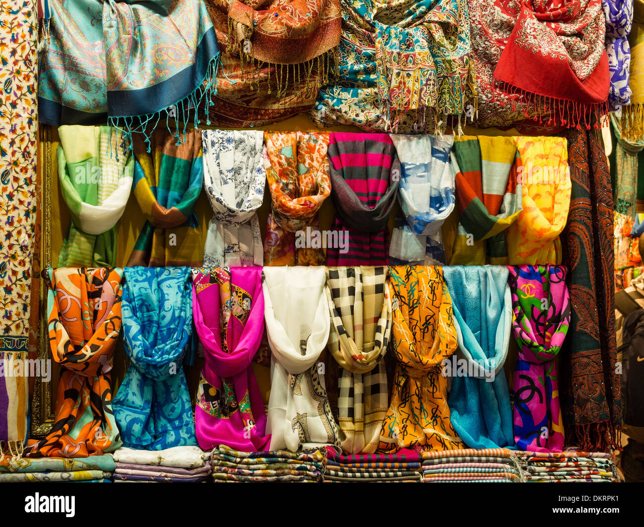 Shawl display in the Grand Bazaar Istanbul Turkey Stock Photo 63832245