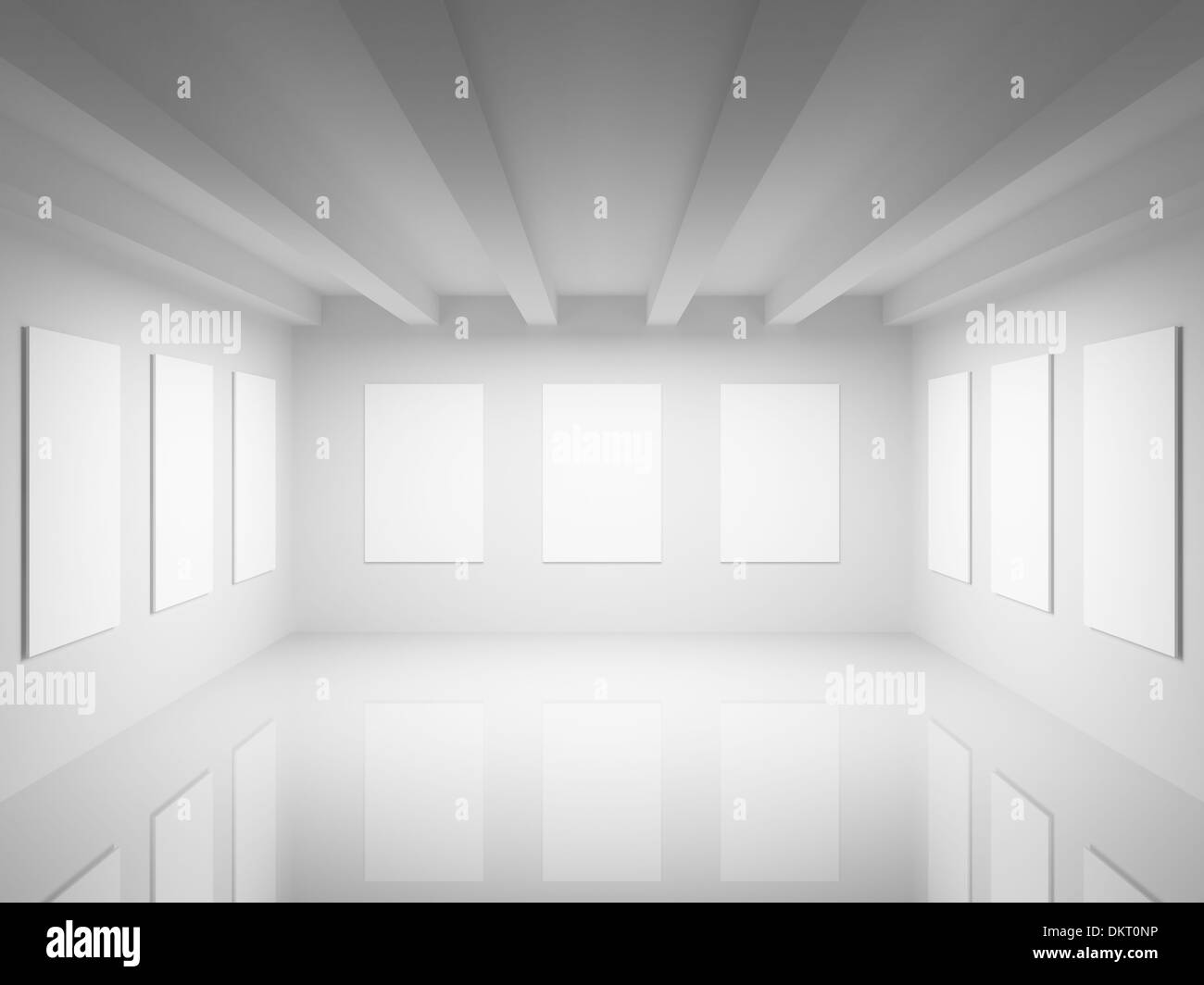 Empty white art gallery hall interior. 3d illustration Stock Photo
