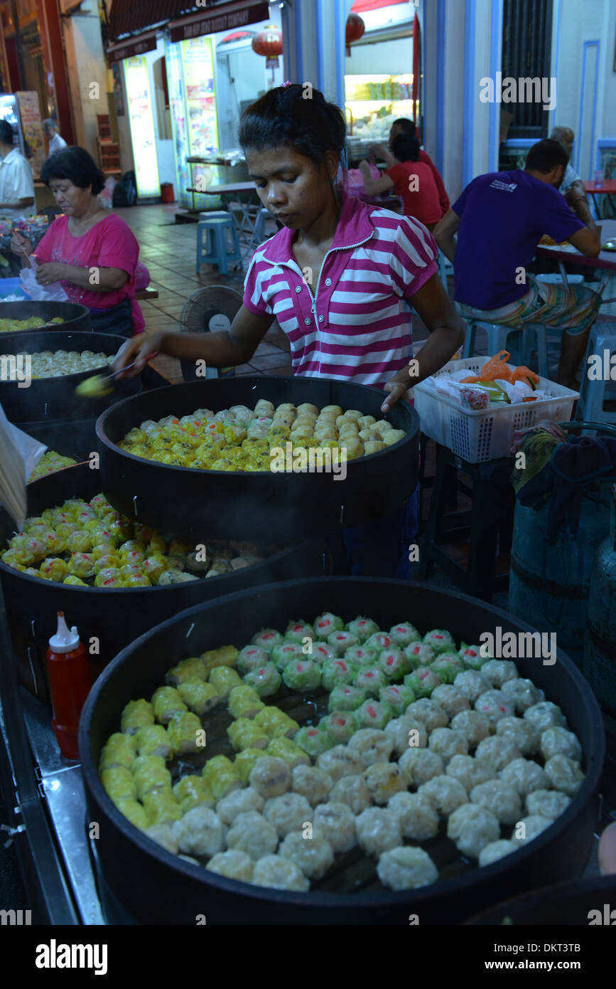 Dim Sum, Nachtmarkt, Jonker Street, Melaka, Malaysia Stock Photo