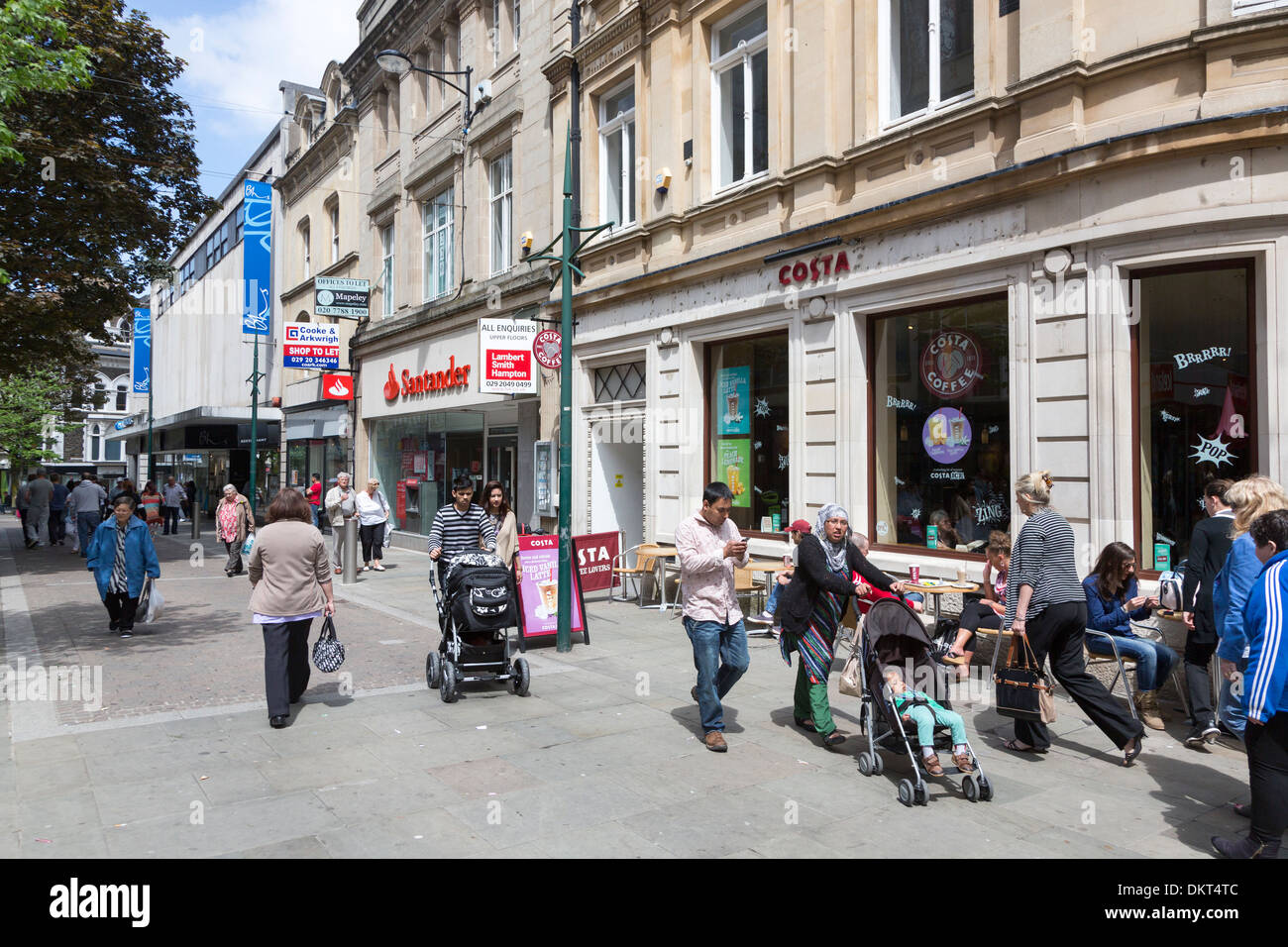 Shopping street, Newport, Gwent, Wales, UK Stock Photo