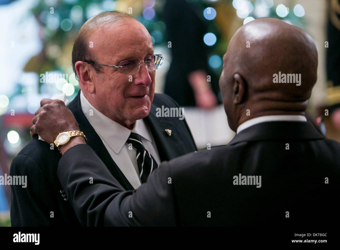 Washington, DC. 8th Dec, 2013. Clive Davis, left, and Buddy Guy, right attend a reception at the White House for the 2013 Kennedy Center Honorees on December 8, 2013 in Washington, DC., USA. Photo: Kristoffer Tripplaar/Sipa Press via CNP/dpa/Alamy Live News Stock Photo