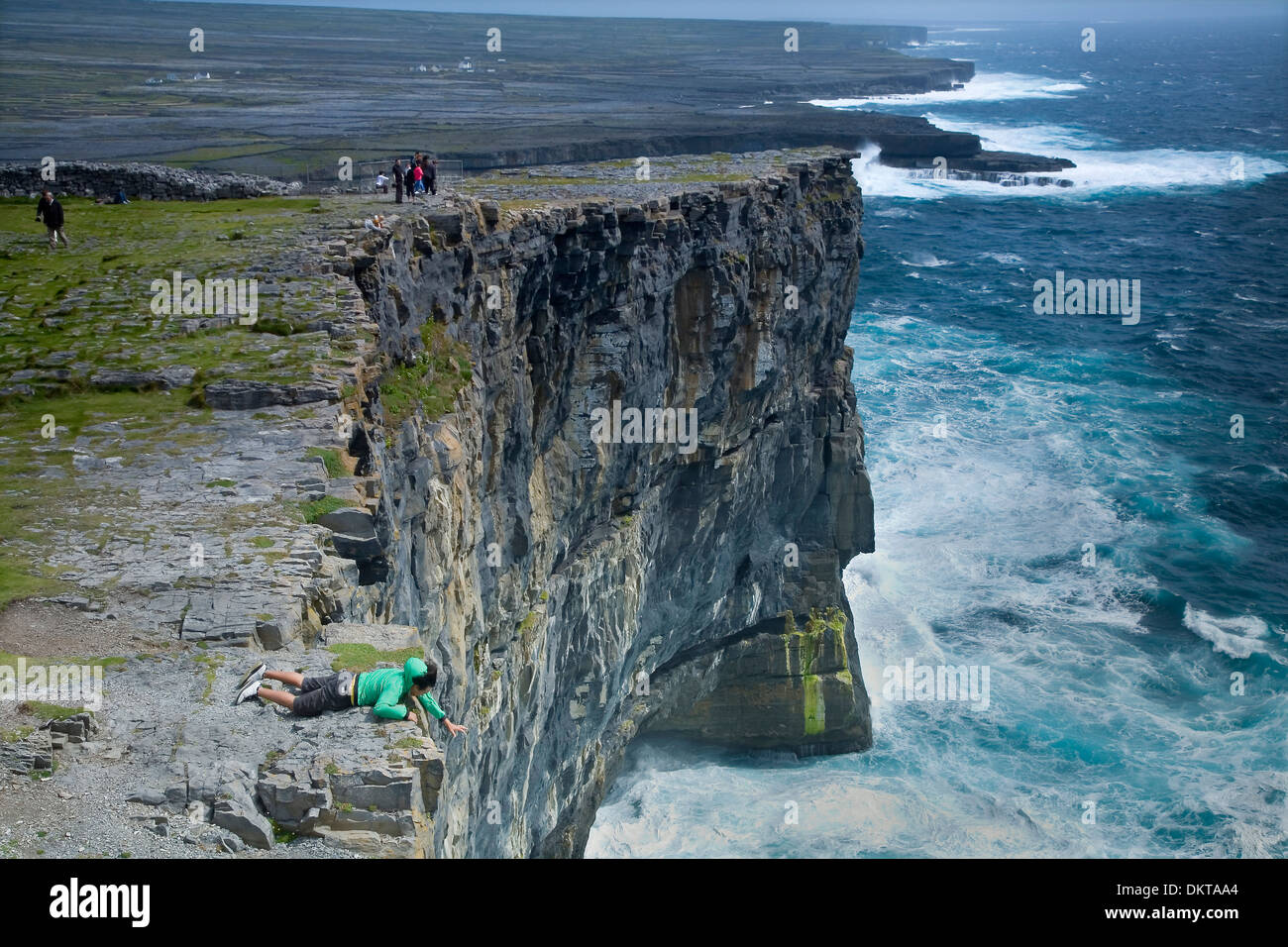 Cliffs. Dun Aengus fort. Inishmore island, Aran islands. County Galway, Ireland, Europe. Stock Photo