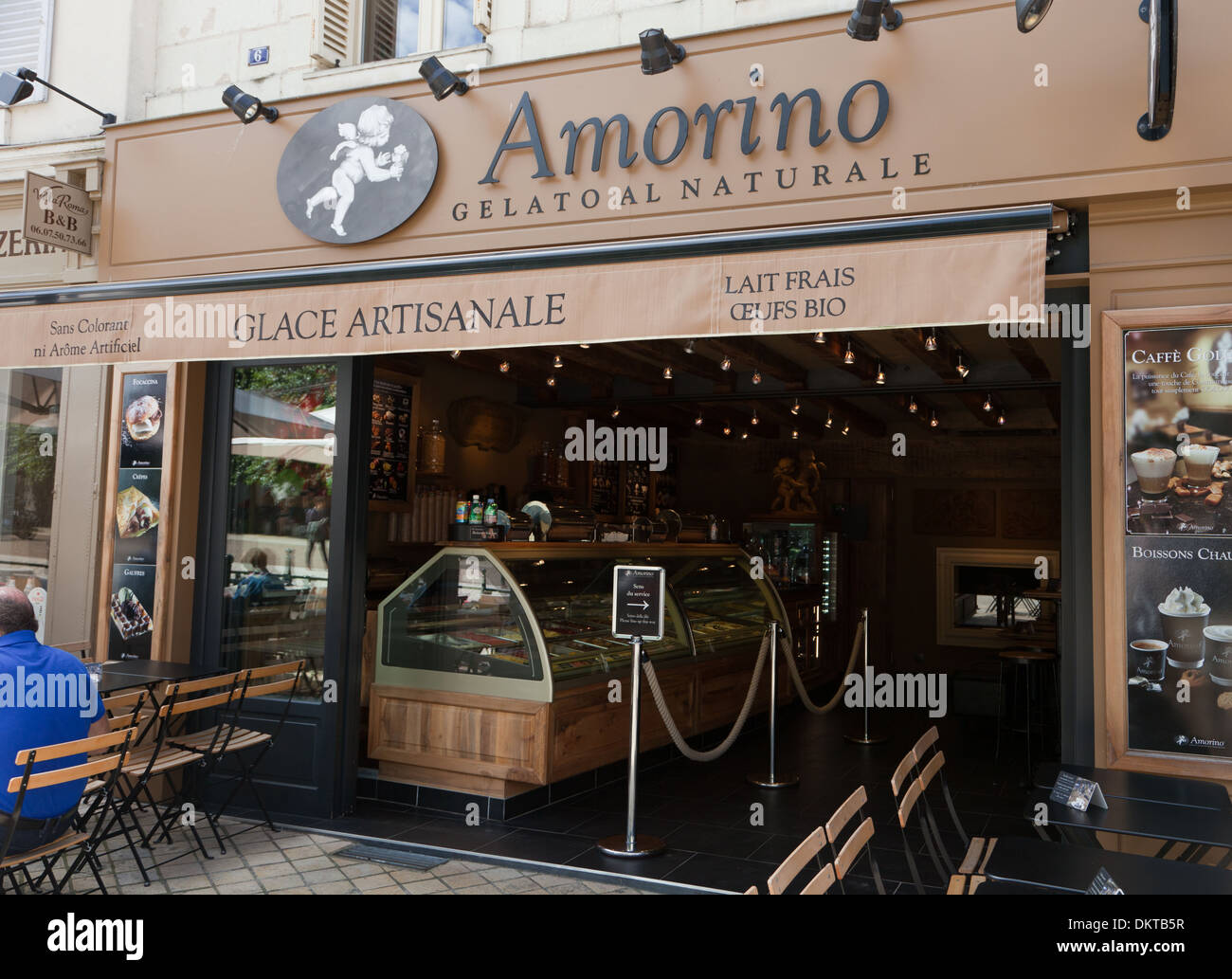 Amboise, France, in summertime outside the Amorino Ice Cream shop Stock