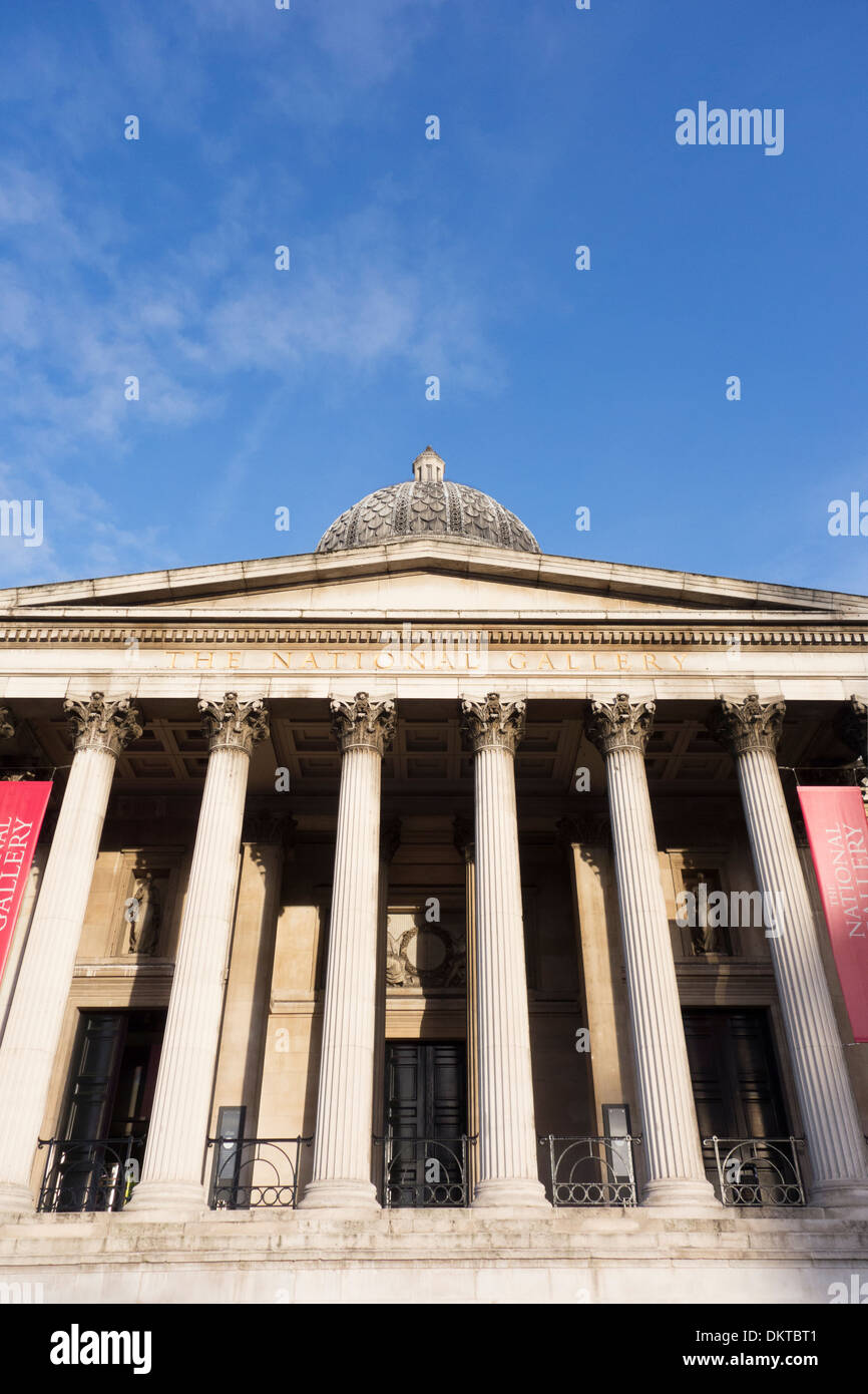 The entrance to the National Art Gallery, Trafalgar Square, London, England Stock Photo