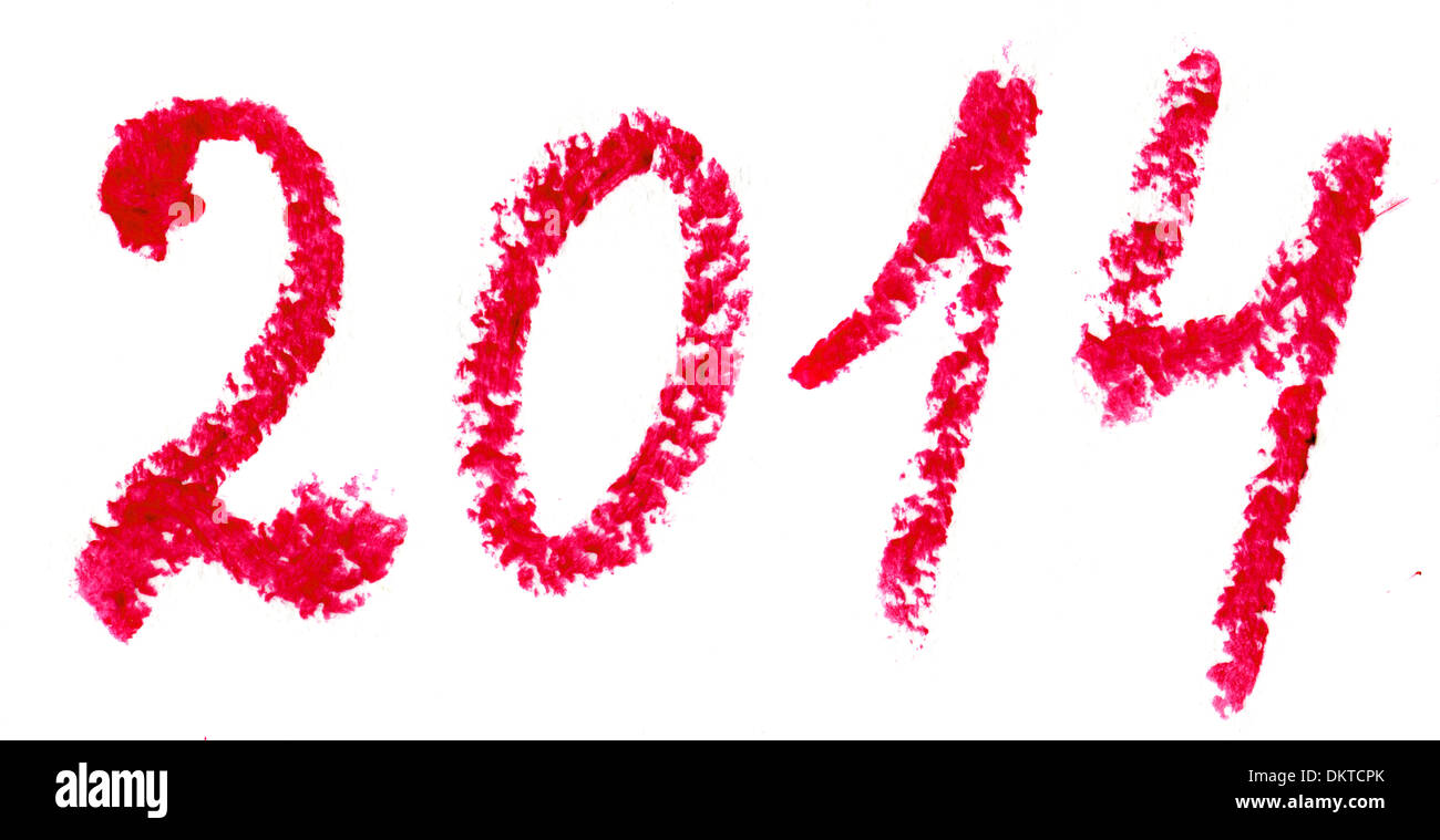 Word 2014 is written with lipstick. Isolated on white background Stock ...