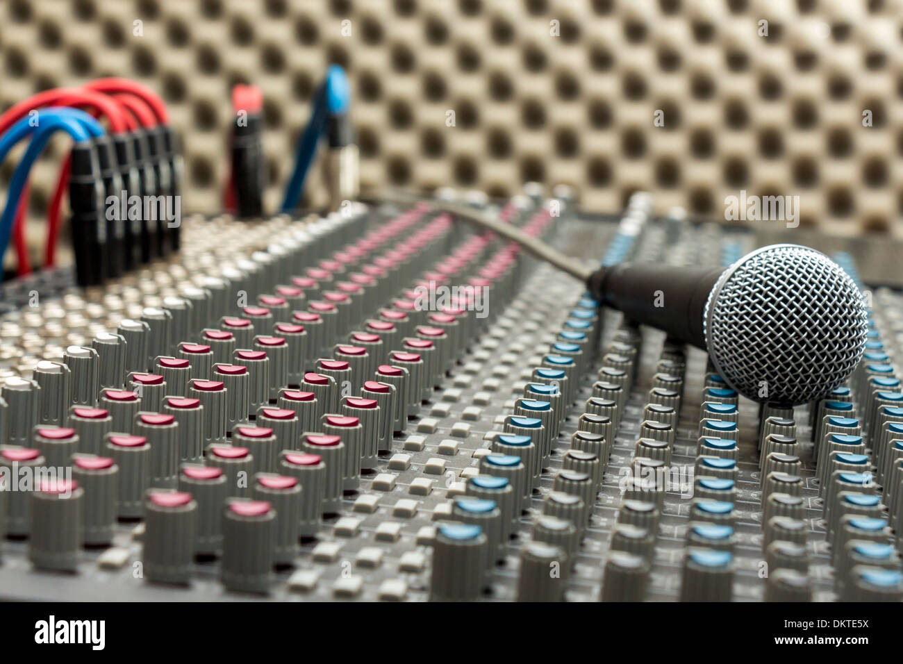 Microphone on the studio mixer Stock Photo Alamy
