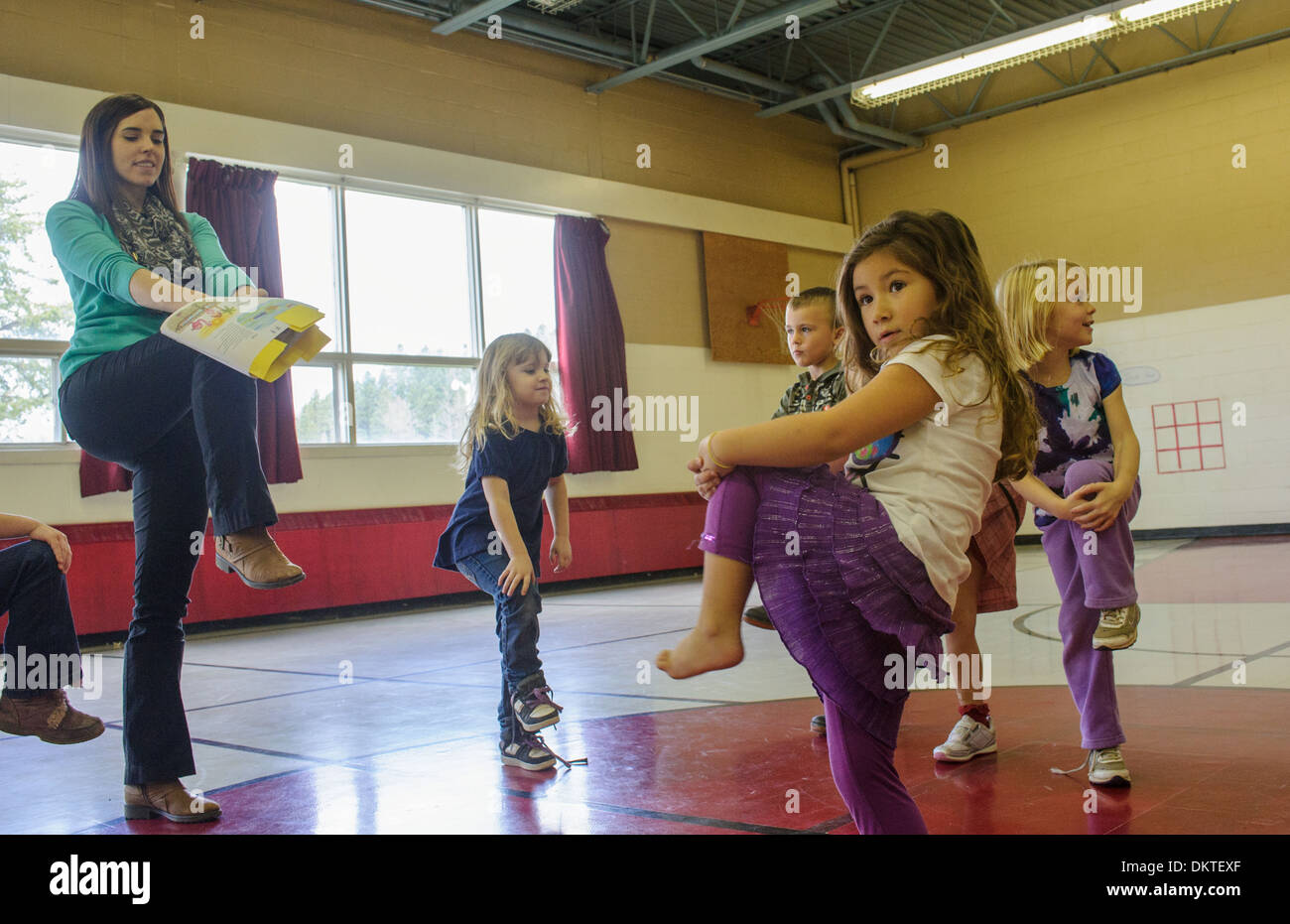 preschool yoga Stock Photo
