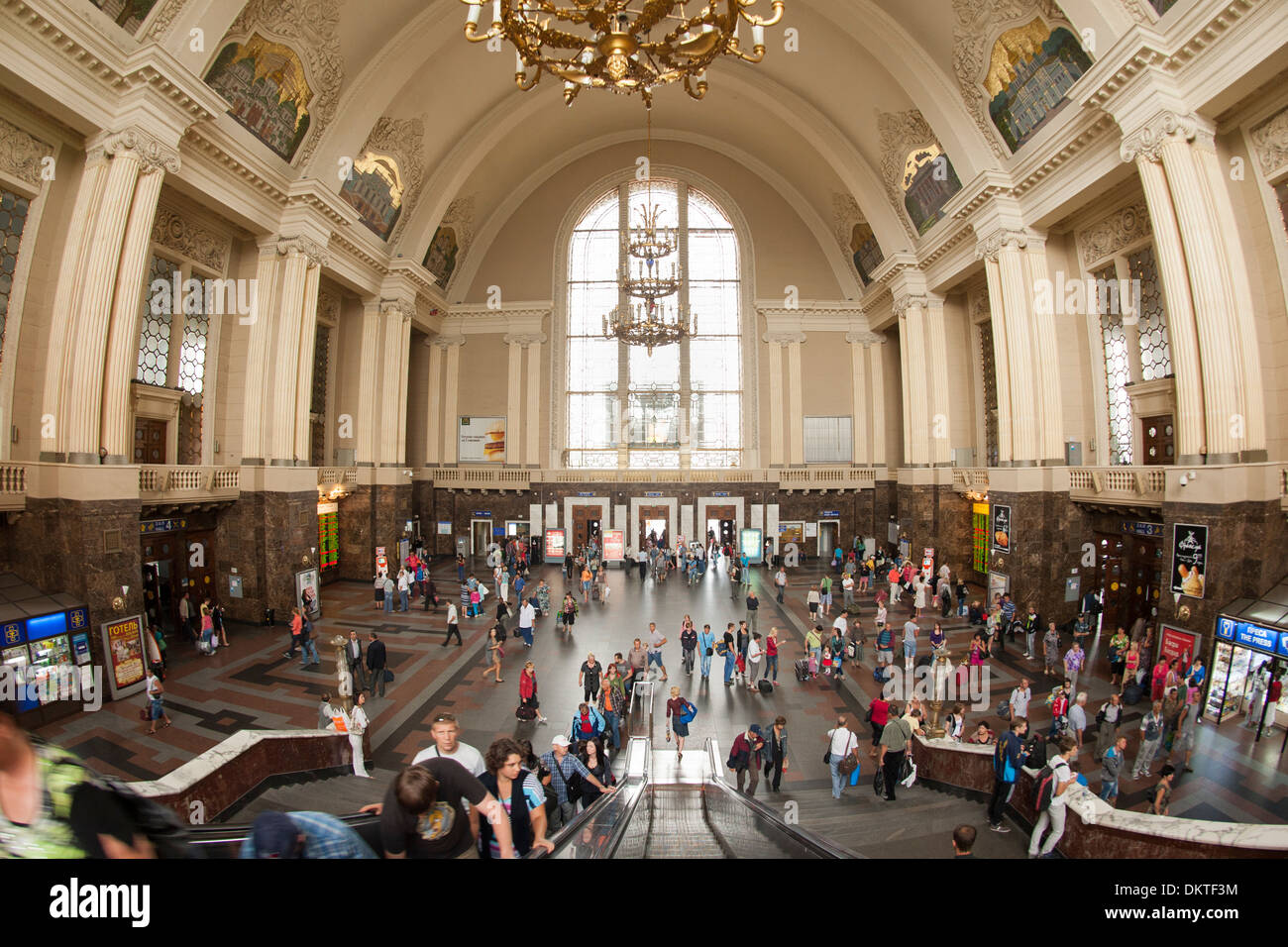 Main hall of the central train station in Kiev, the capital of Ukraine ...