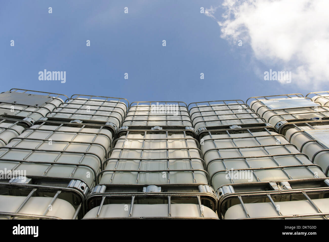 Huge piled water containers, resources, Hamburg, Germany Stock Photo