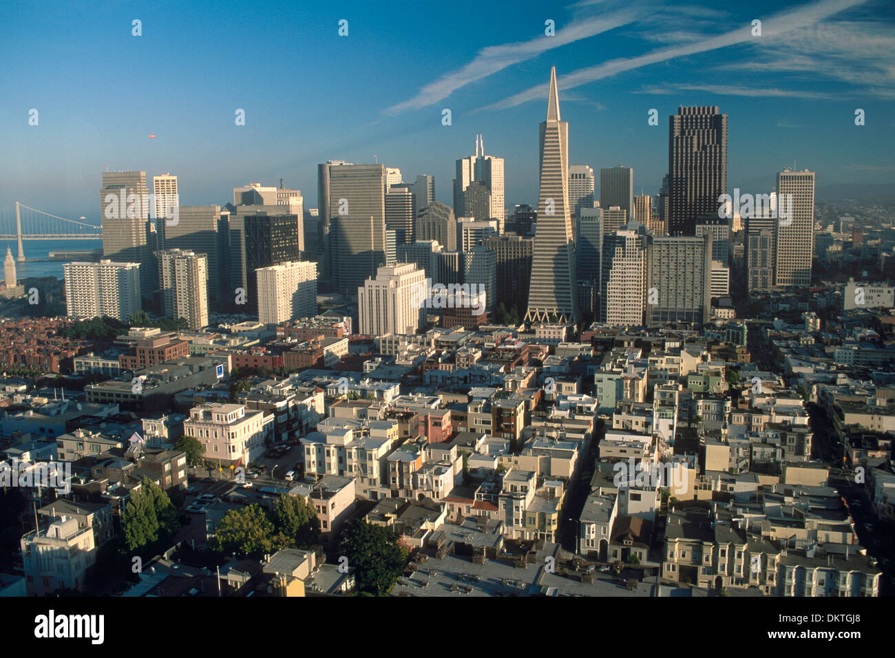 View of downtown from atop Coit Tower, San Francisco, California Stock Photo