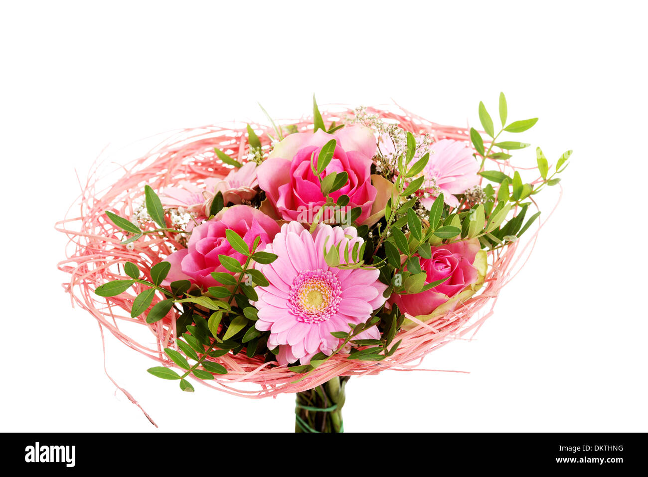 Beautiful bouquet of pink flowers. Isolated on white Stock Photo - Alamy
