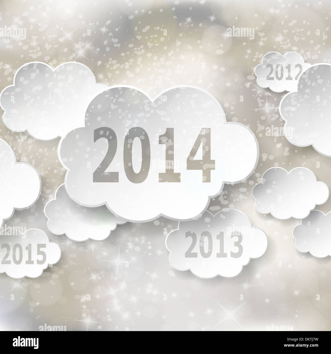 Modern New Year greeting card with paper clouds. Vector eps10 ...