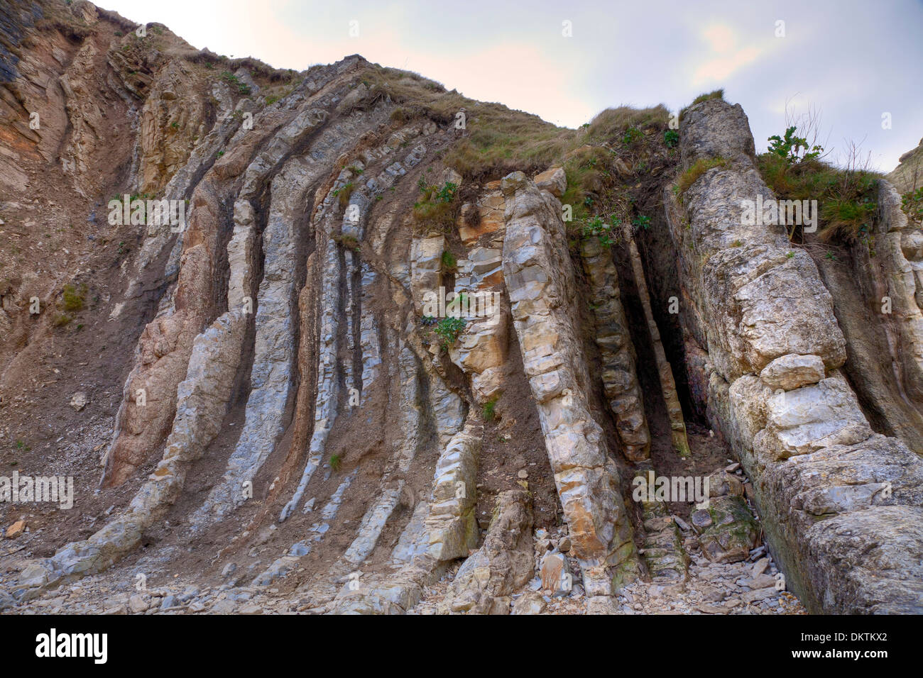 Rock formation at Man o' War Cove near Durdle Door on the Jurassic Coastline, Dorset, England. Stock Photo