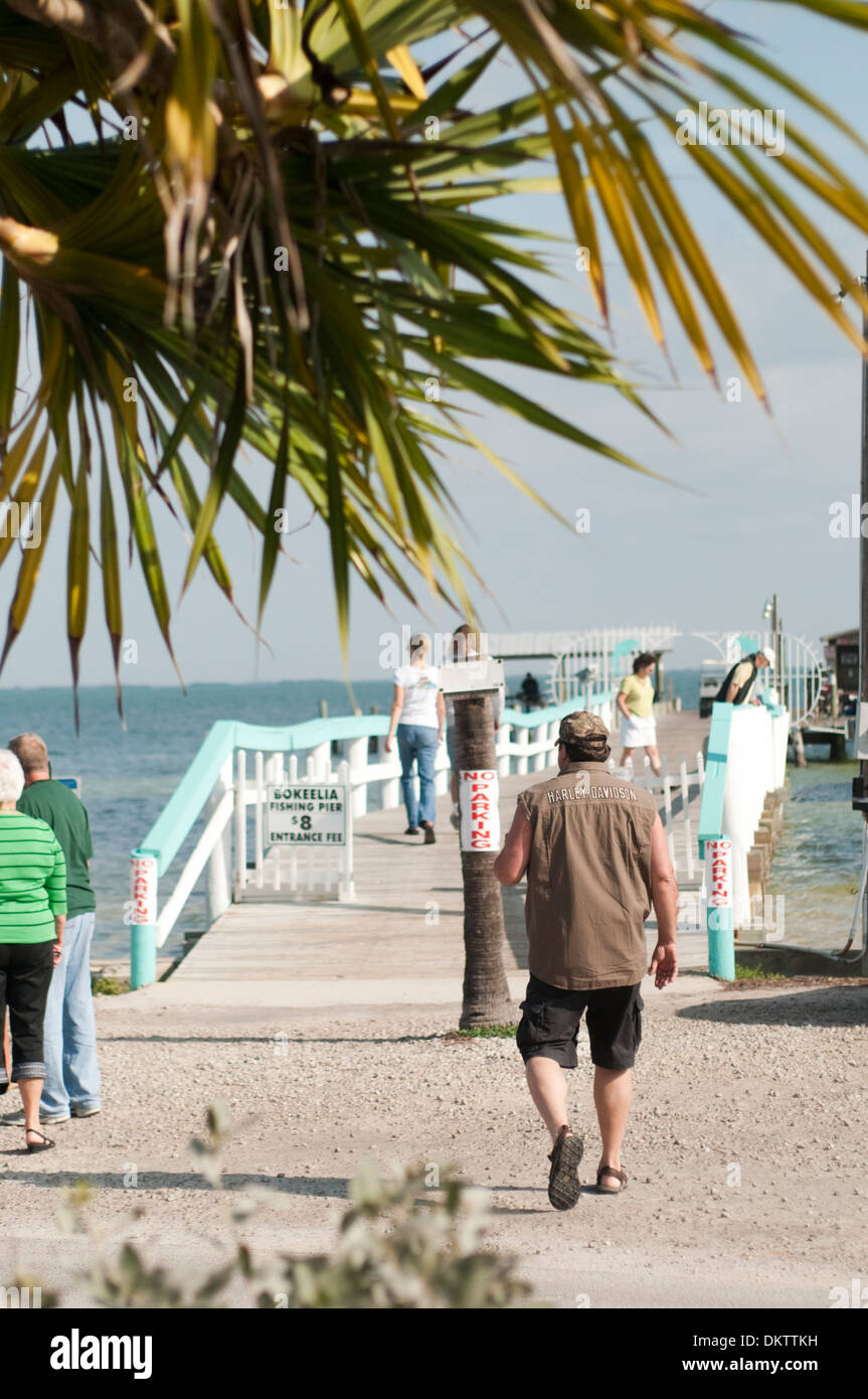 The fishing pier at the tip of Bokeelia, Pine Island, Florida Stock