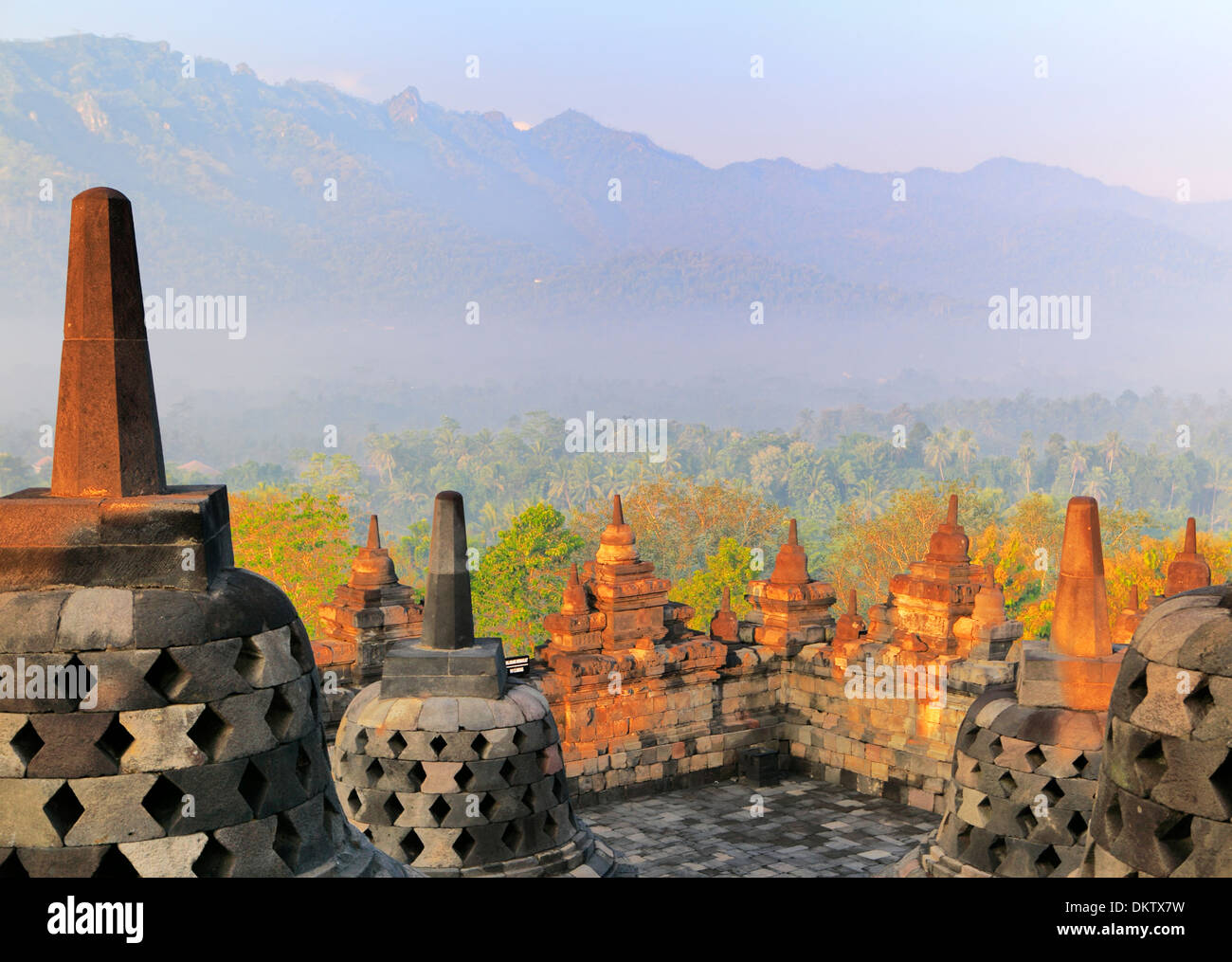 Mahayana Buddhist Temple (8th century), Borobudur, near Magelang, Central Java, Indonesia Stock Photo