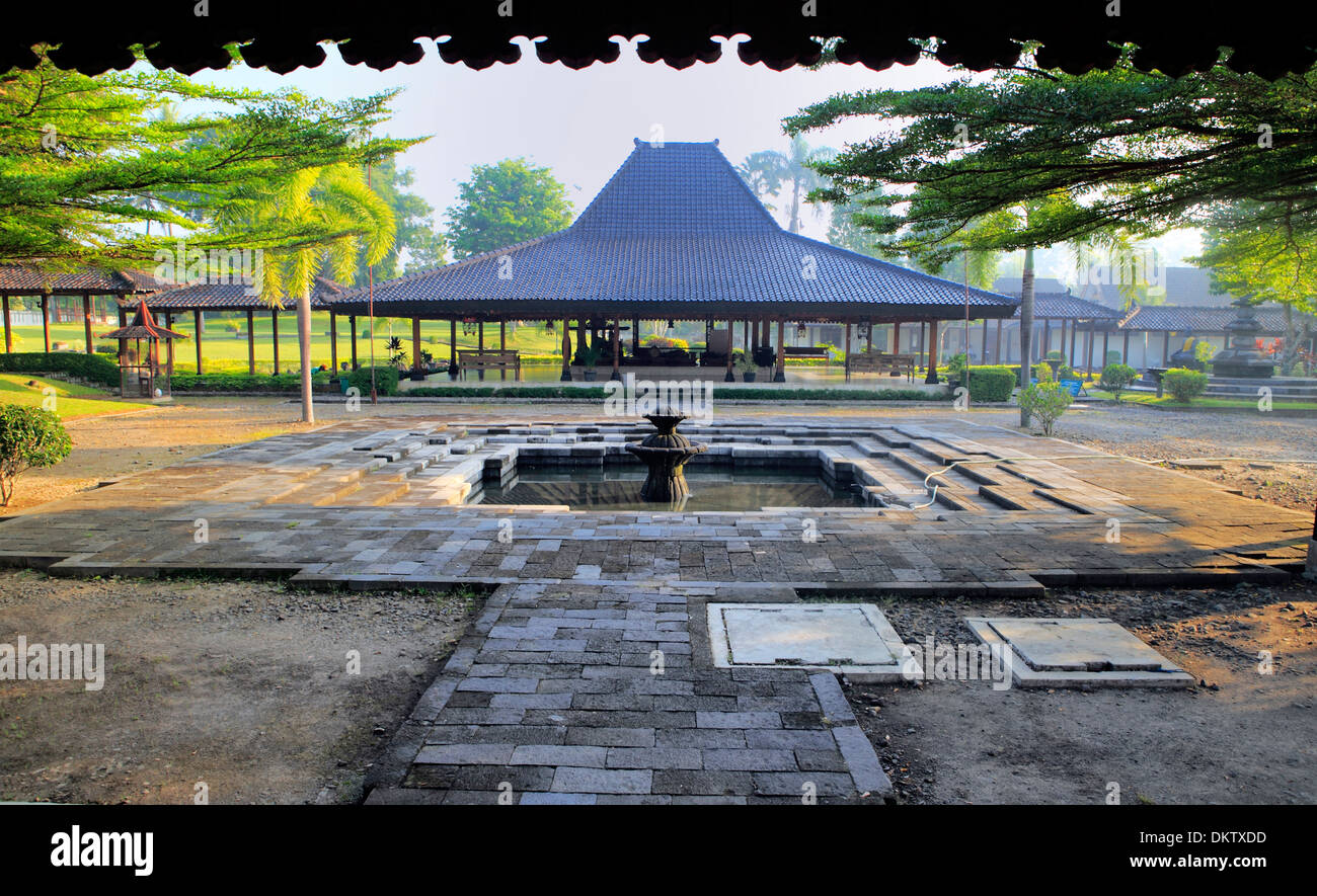 Garden of archeological museum, Borobudur, near Magelang, Central Java, Indonesia Stock Photo