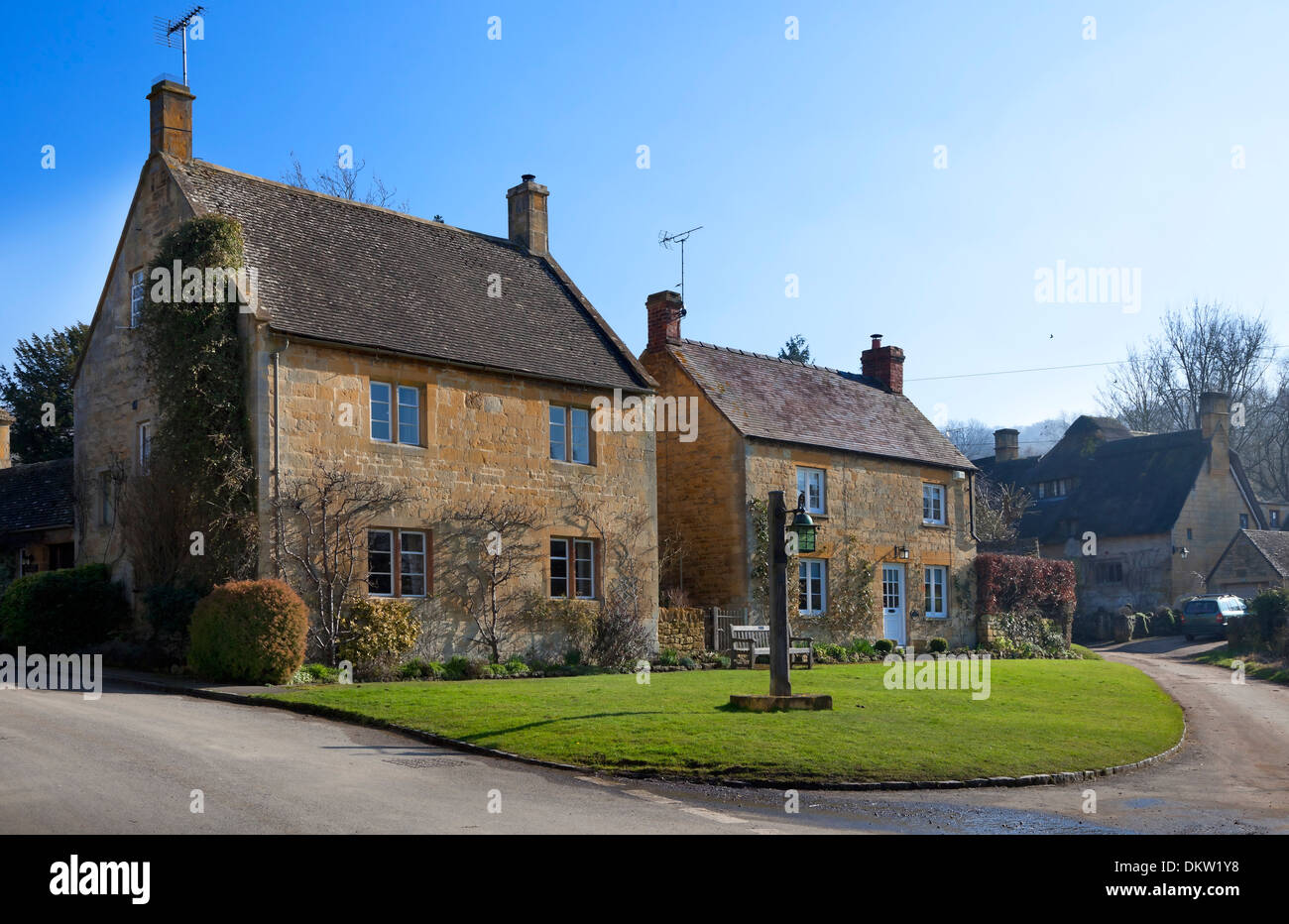 Two Cotswold houses in the Gloucestershire village of Stanton, England. Stock Photo