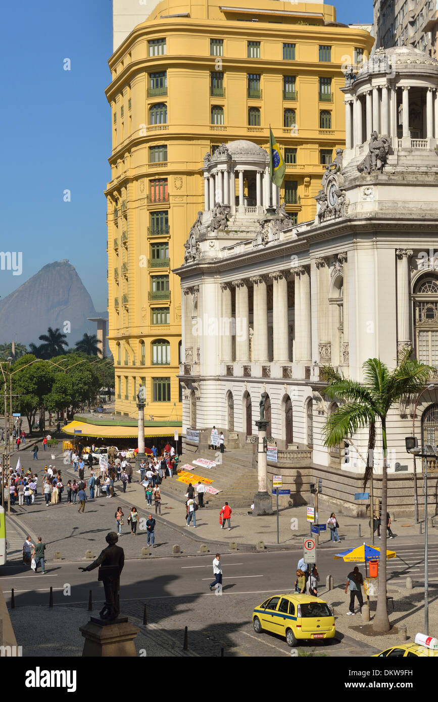 South America, Brazil, Rio de Janeiro, city, Rio, Municipal, building, city, Centro, square, people Stock Photo
