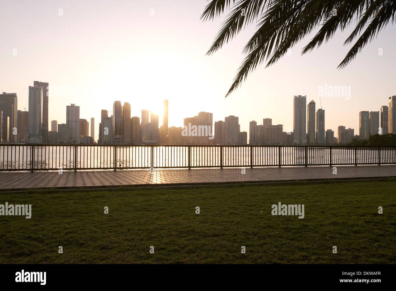 Sunset at the Creek, Emirate of Sharjah, UAE Stock Photo