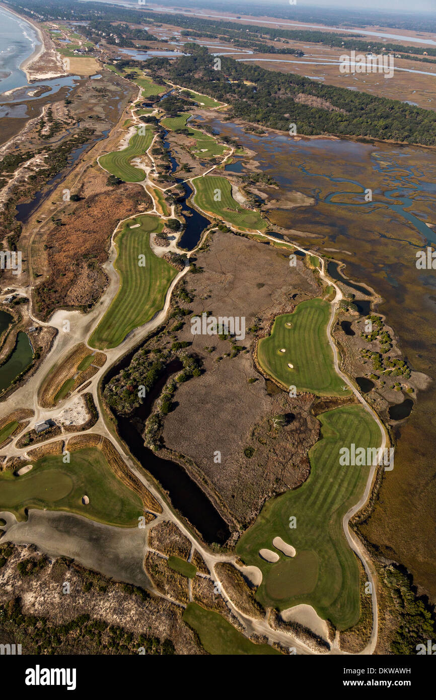 Aerial view of the Ocean Course golf club on Kiawah Island, SC Stock ...