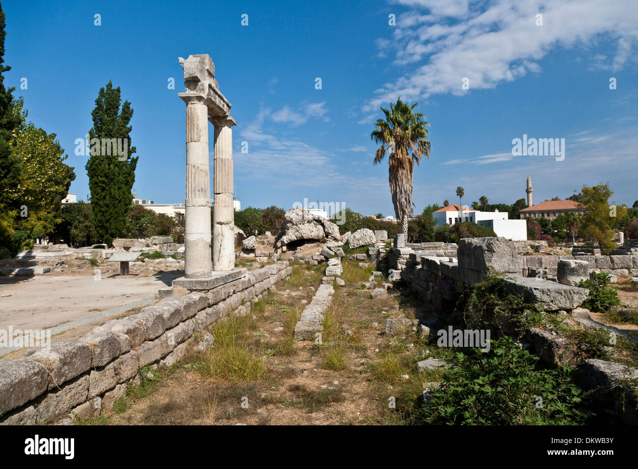 Kos Agora archeology excavation excavation site Greece Europe port island Wall Walls Sea Mediterranean Sea Mediterranean rests Stock Photo