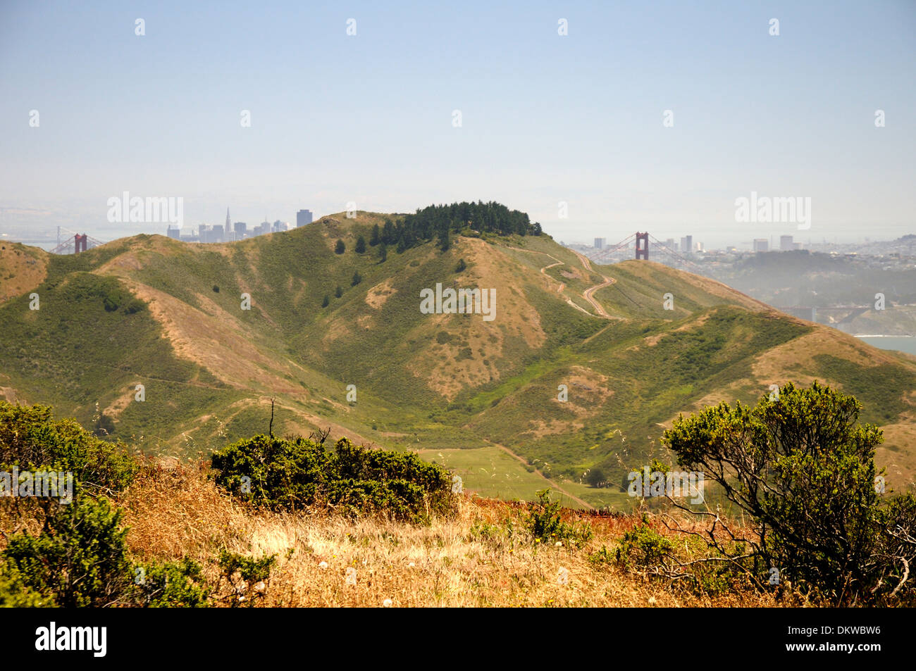 Hiking Area at Former Nike Missile Site at Golden Gate National Recreation Area near San Francisco, California Stock Photo