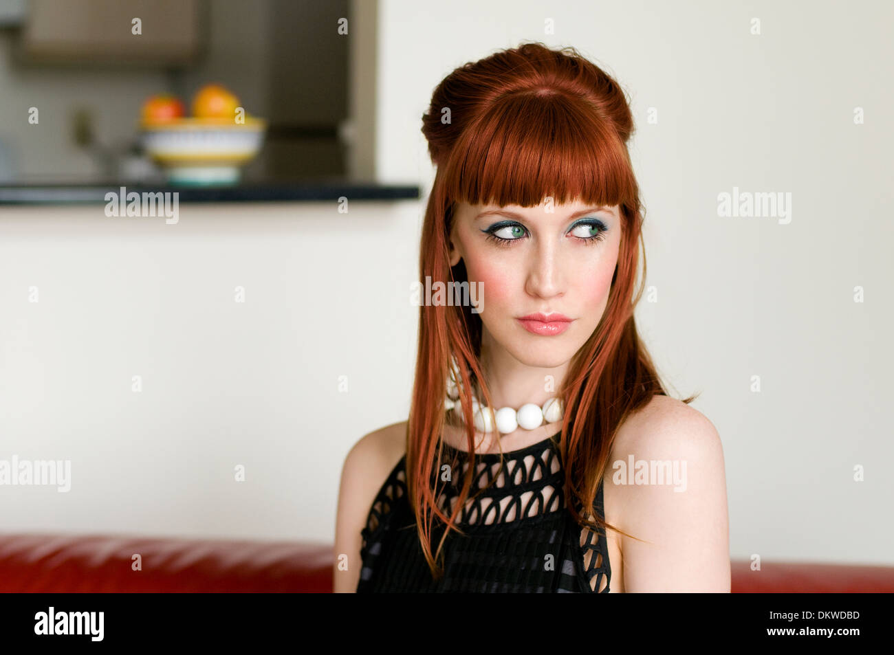 Portrait of a young pretty red hair lady Stock Photo