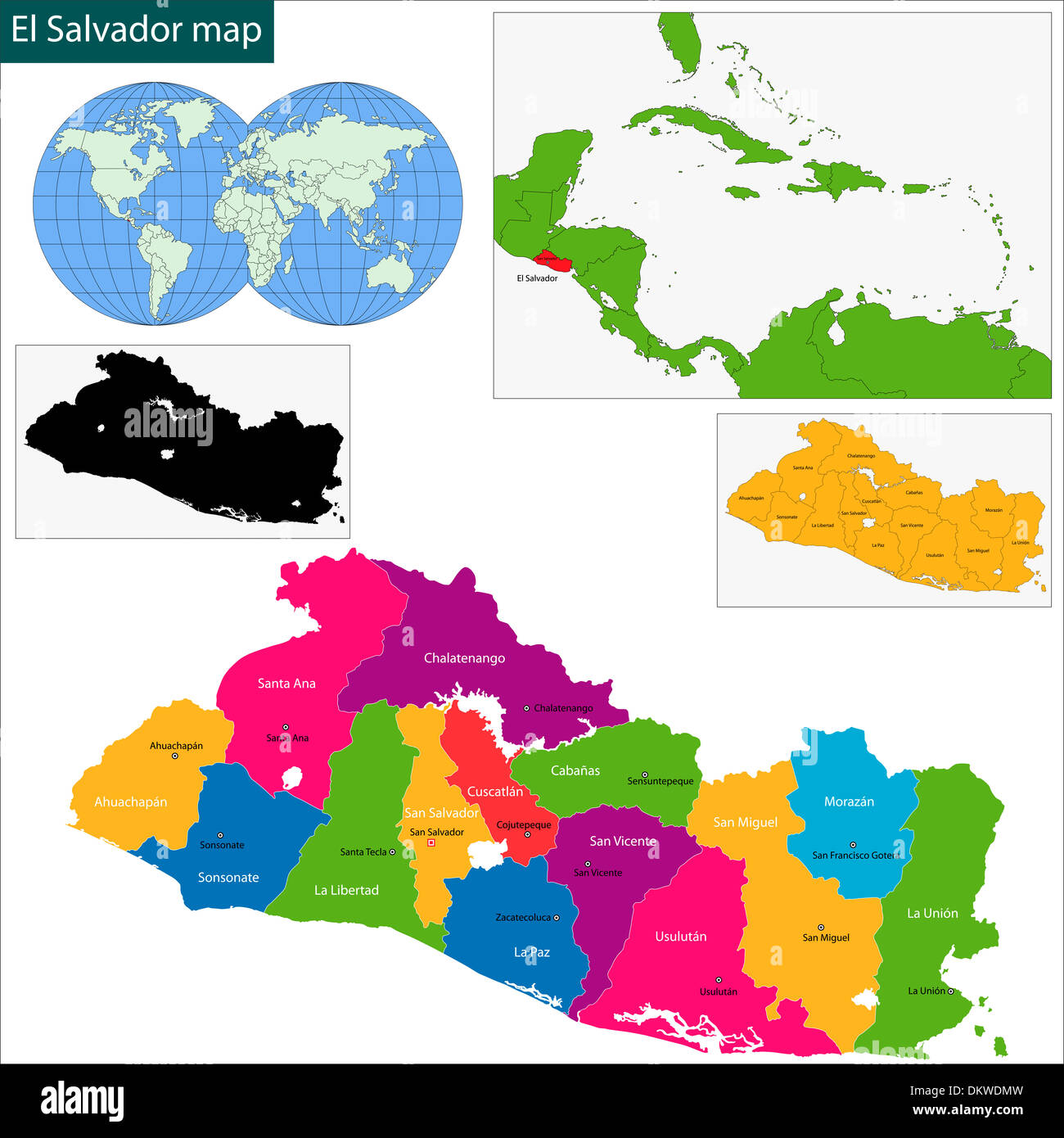 El Salvador map Stock Photo
