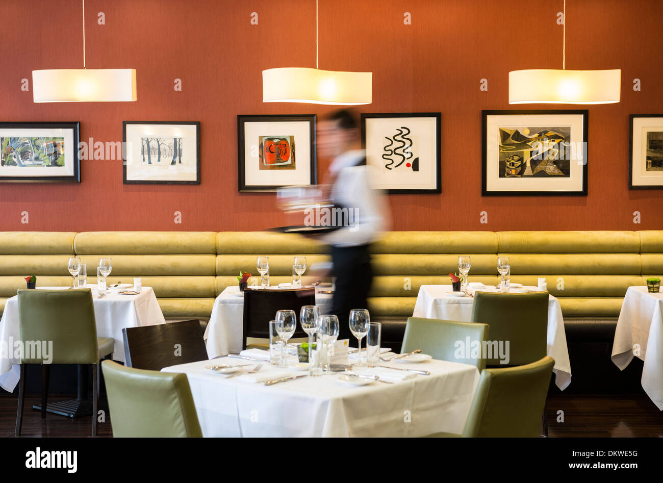 A waiter at Opus Restaurant, Birmingham Stock Photo