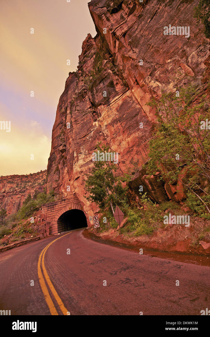Tunnel in Zion National Park, Utah, USA. Utah Scenic Road. American National Parks Photo Collection. Stock Photo