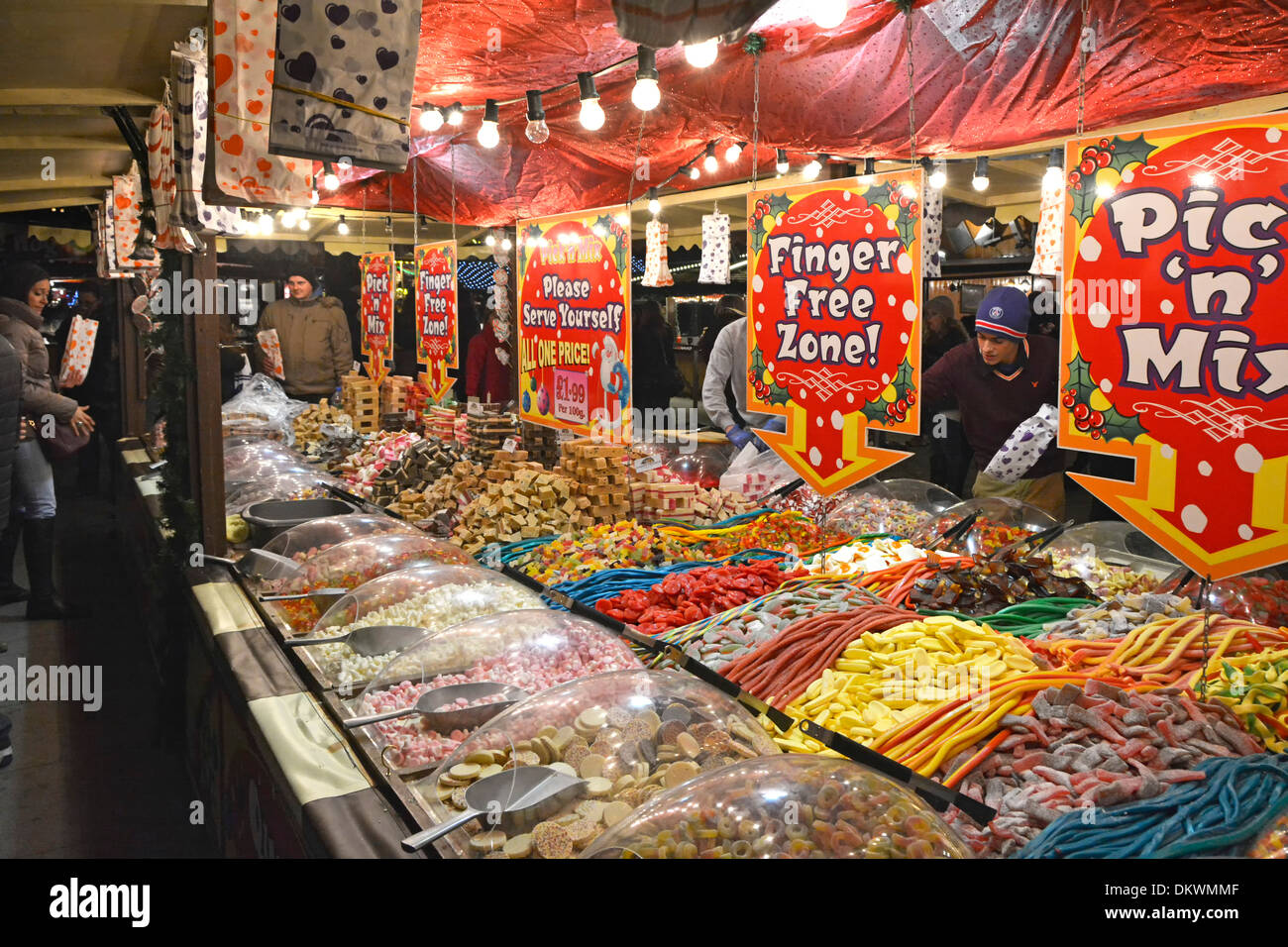 Pick n Mix stall at a London Christmas Market Stock Photo