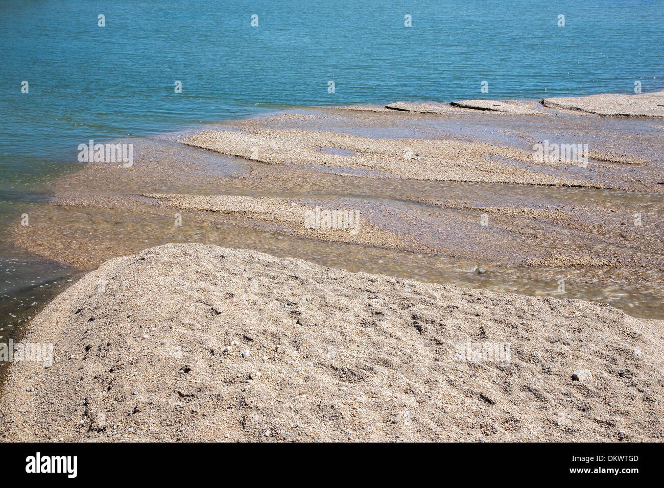 alluvion of gravel on the Danube river - behind the Cunovo dam Stock Photo